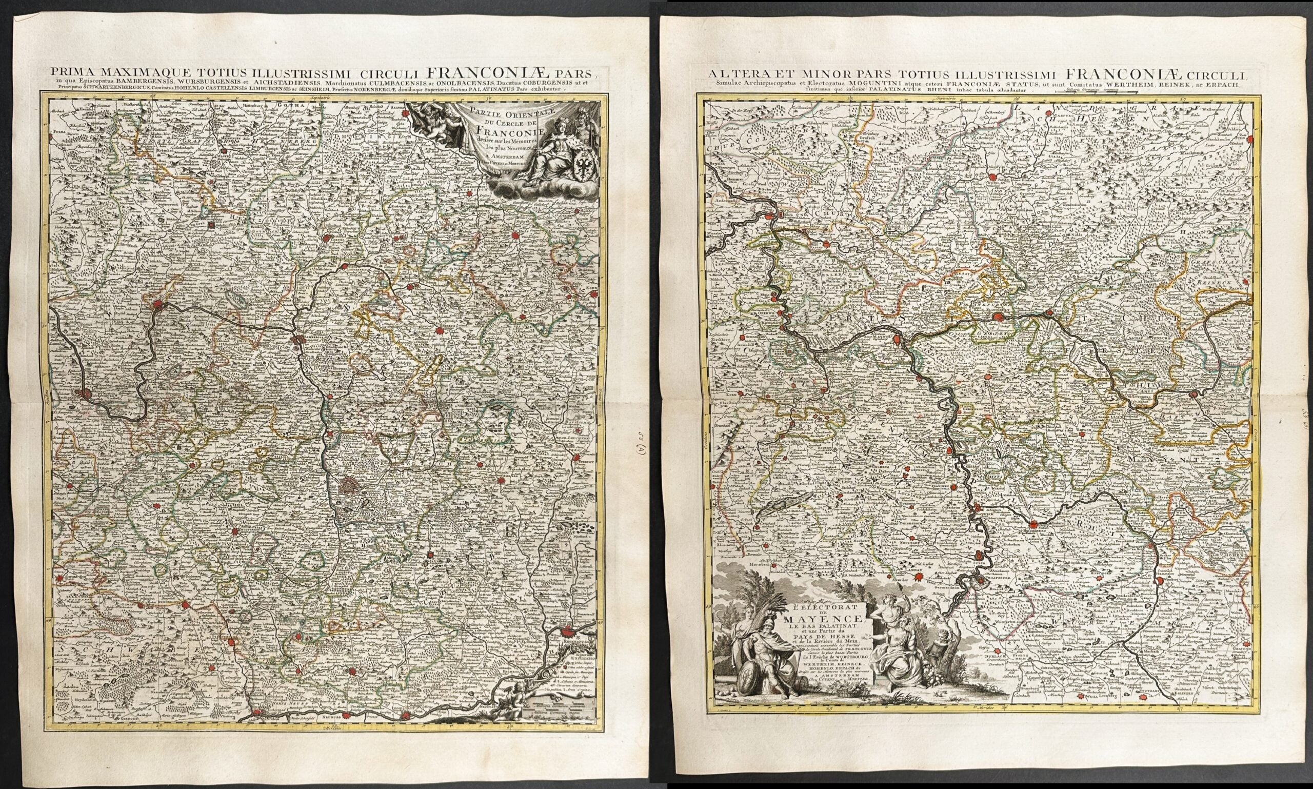 Pair of Maps of Franconia, Germany