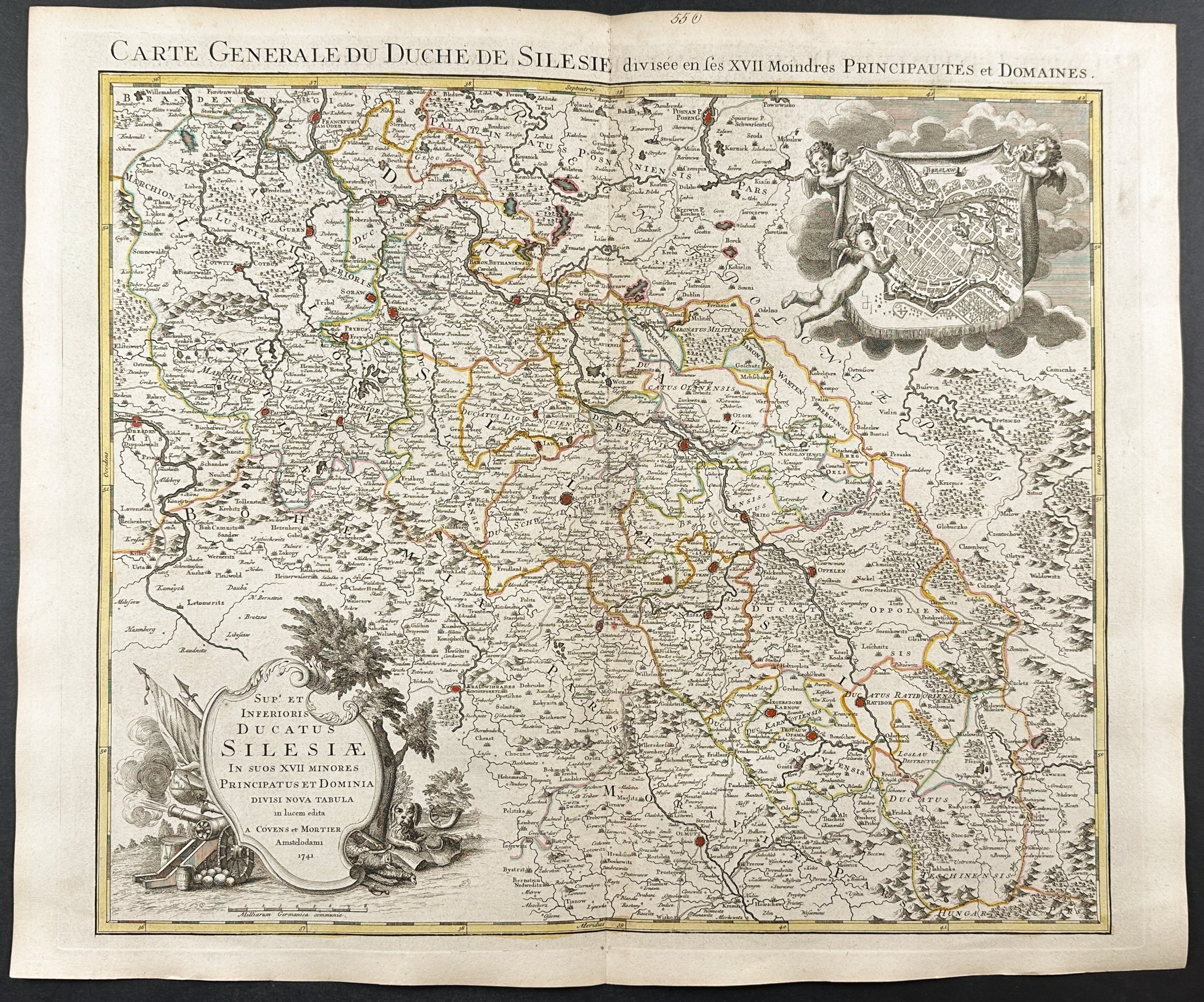 Map of Silesia, featuring Breslav (Czech Republic)