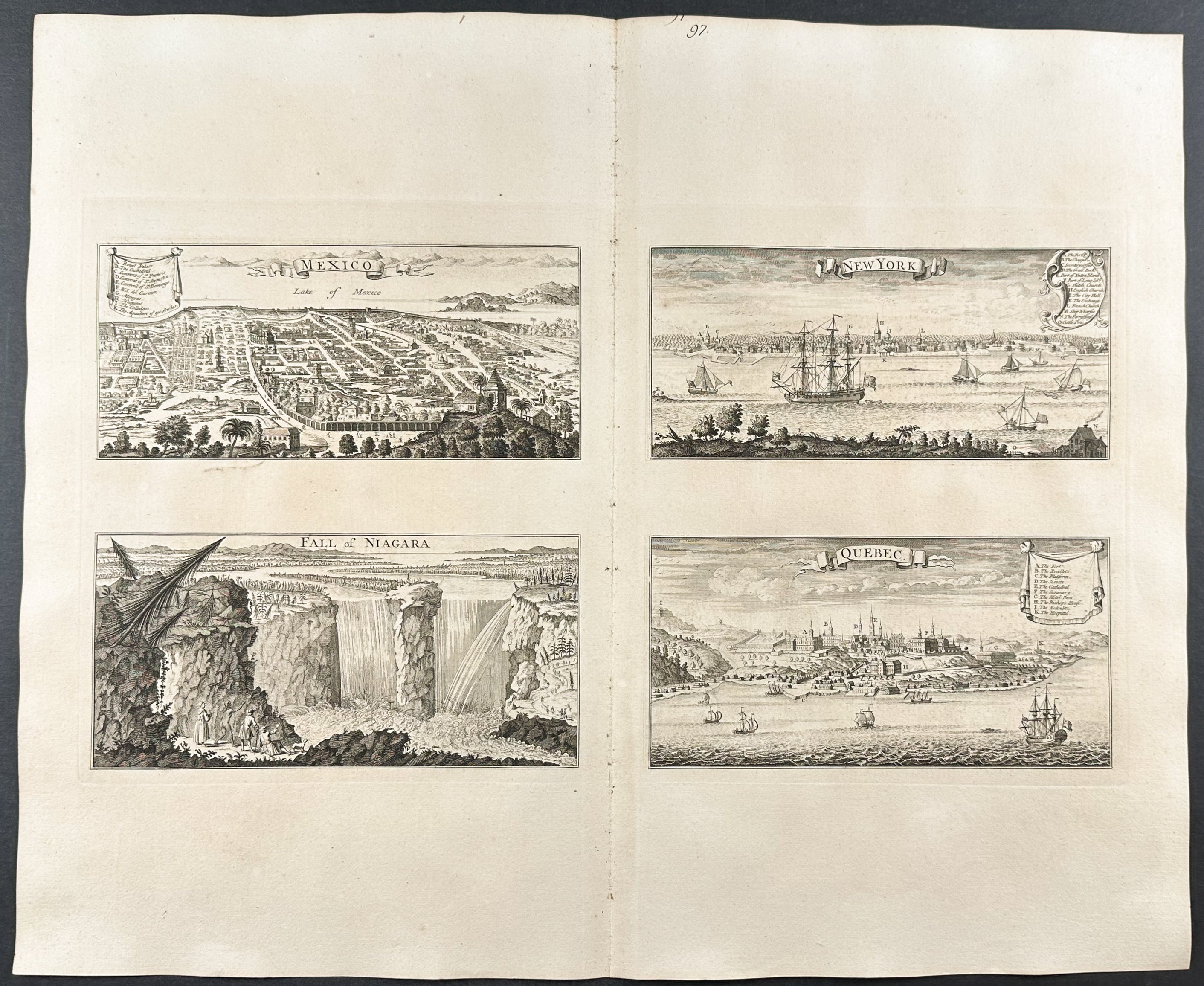 Views of Mexico City, Niagara Falls, New York, and Quebec