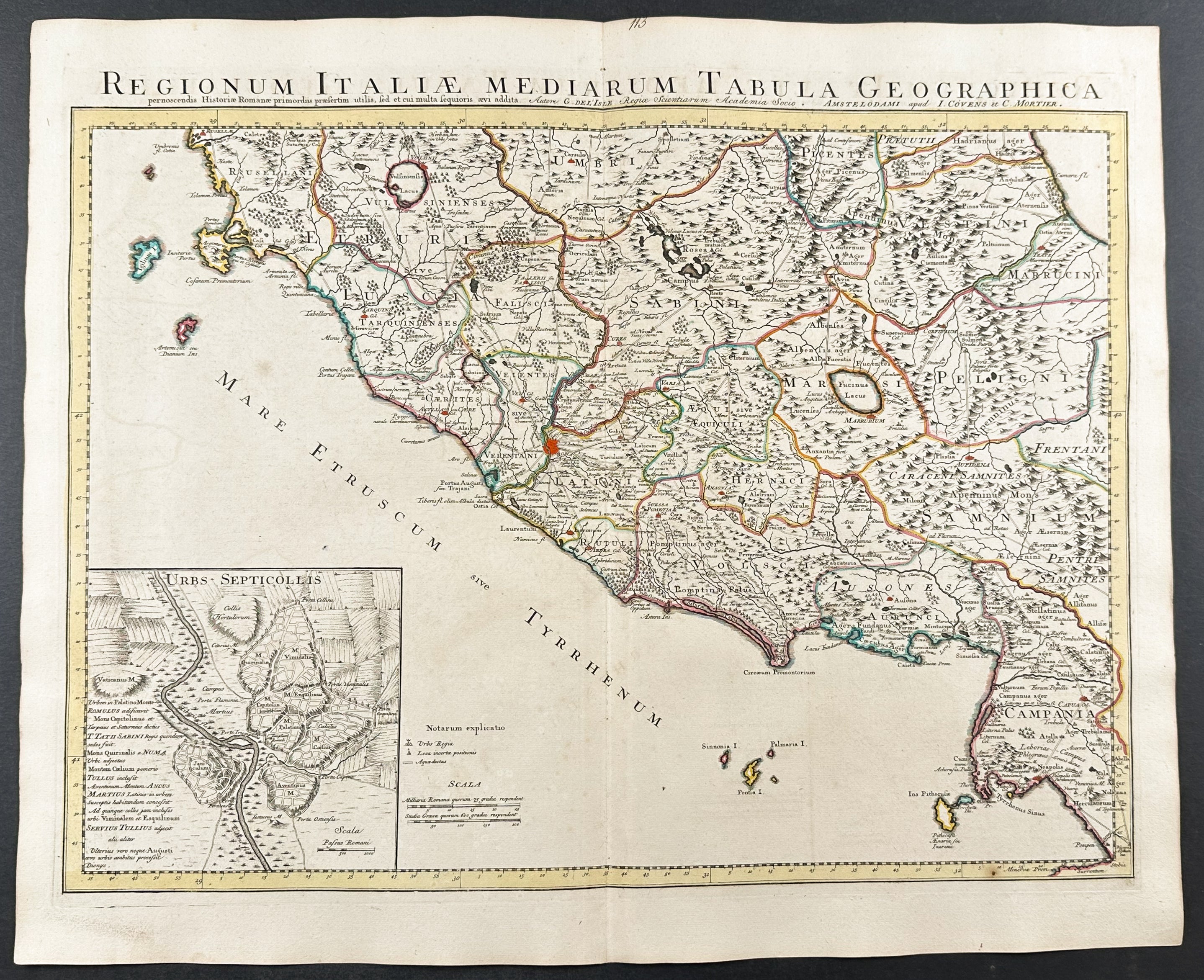 Map of Ancient Central Italy, featuring the Hills of Rome