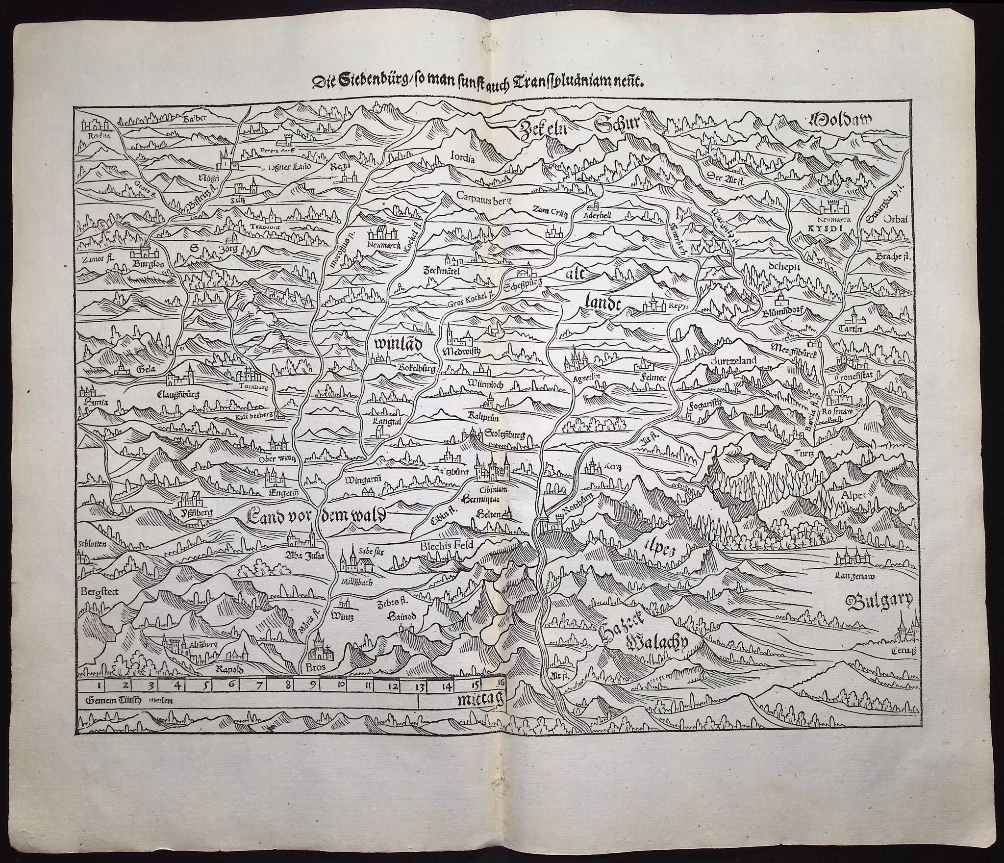 Map of Transylvania, Romania