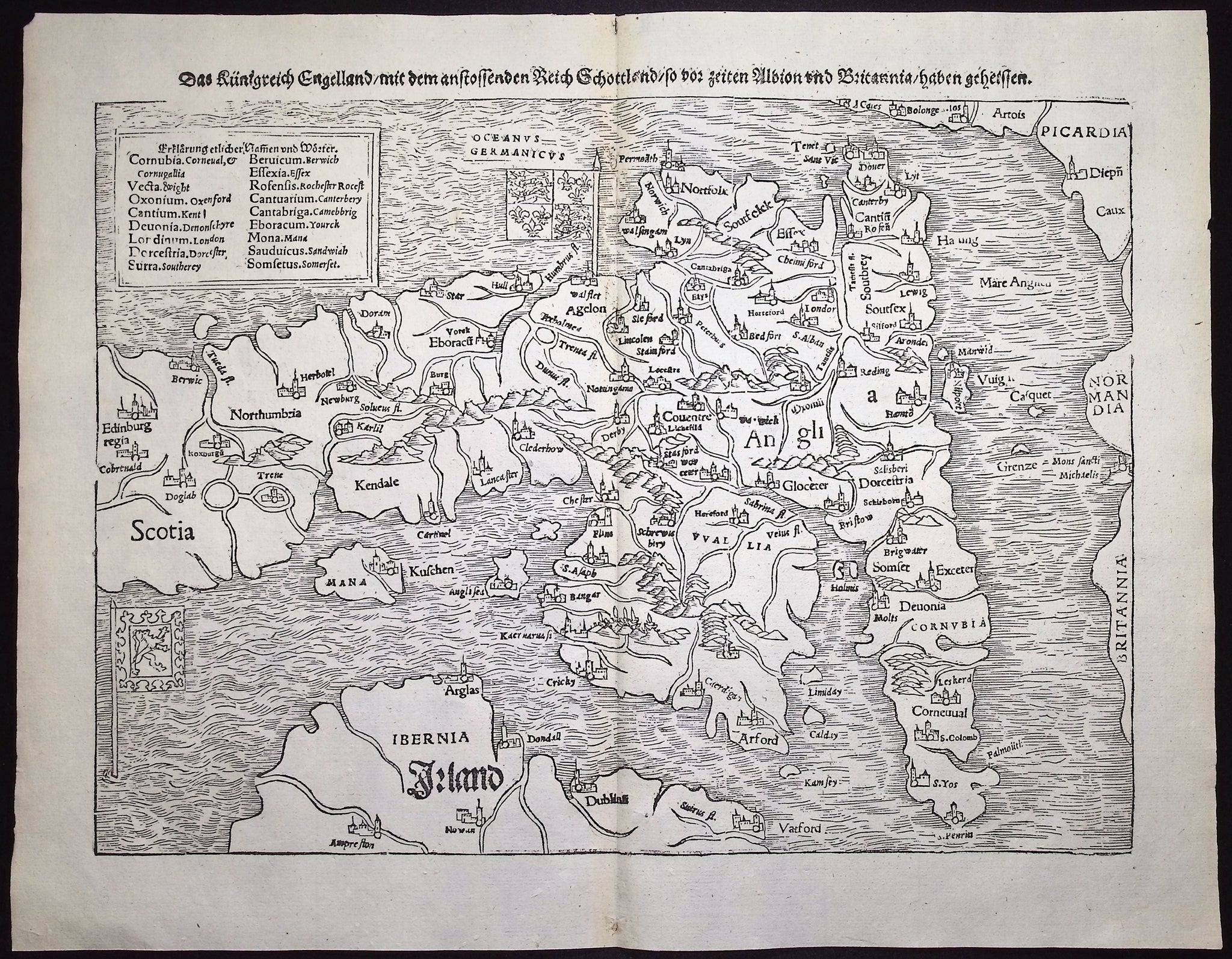 Map of England wth part of Scotland & Ireland
