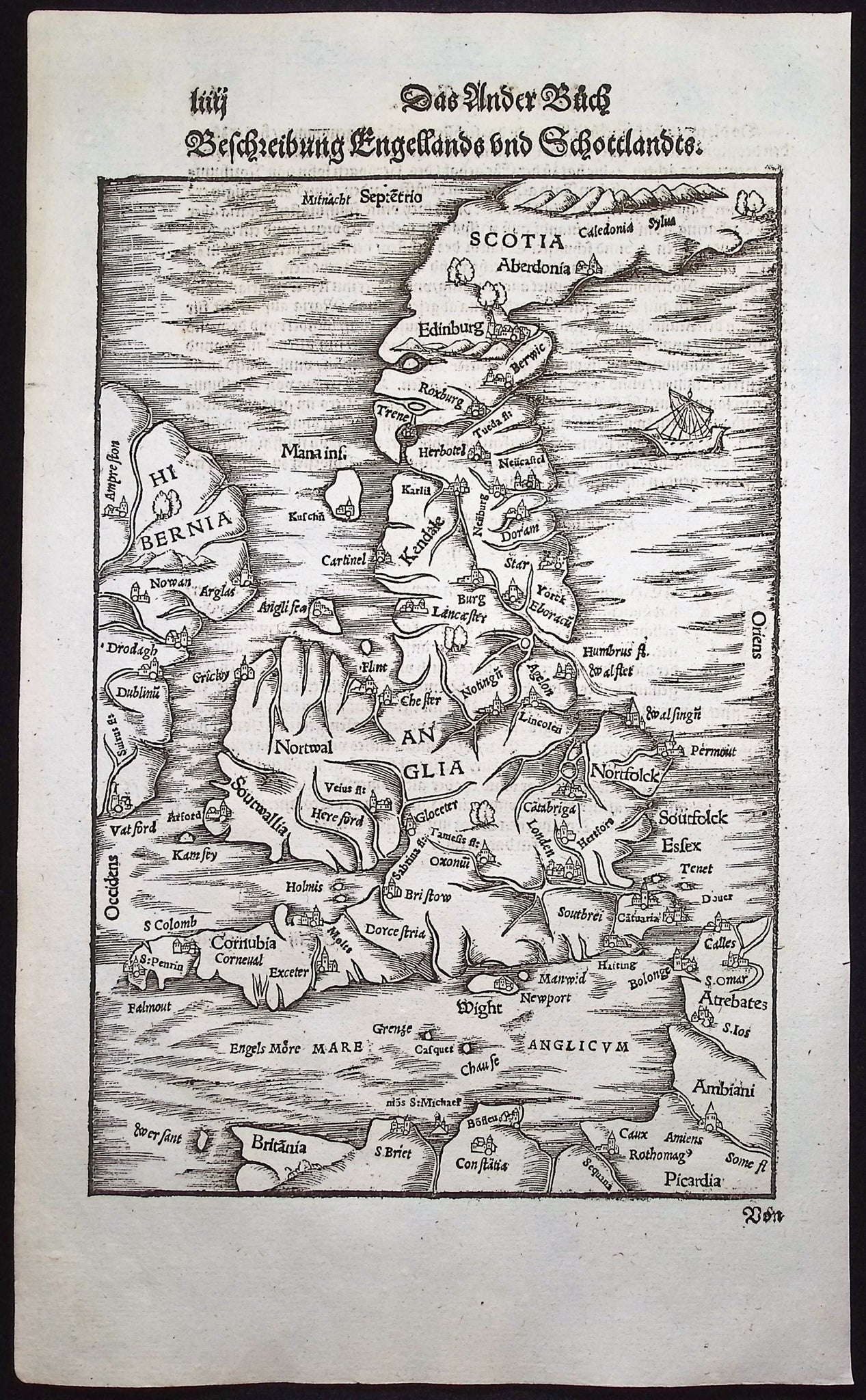 Map of England with part of Scotland & Ireland