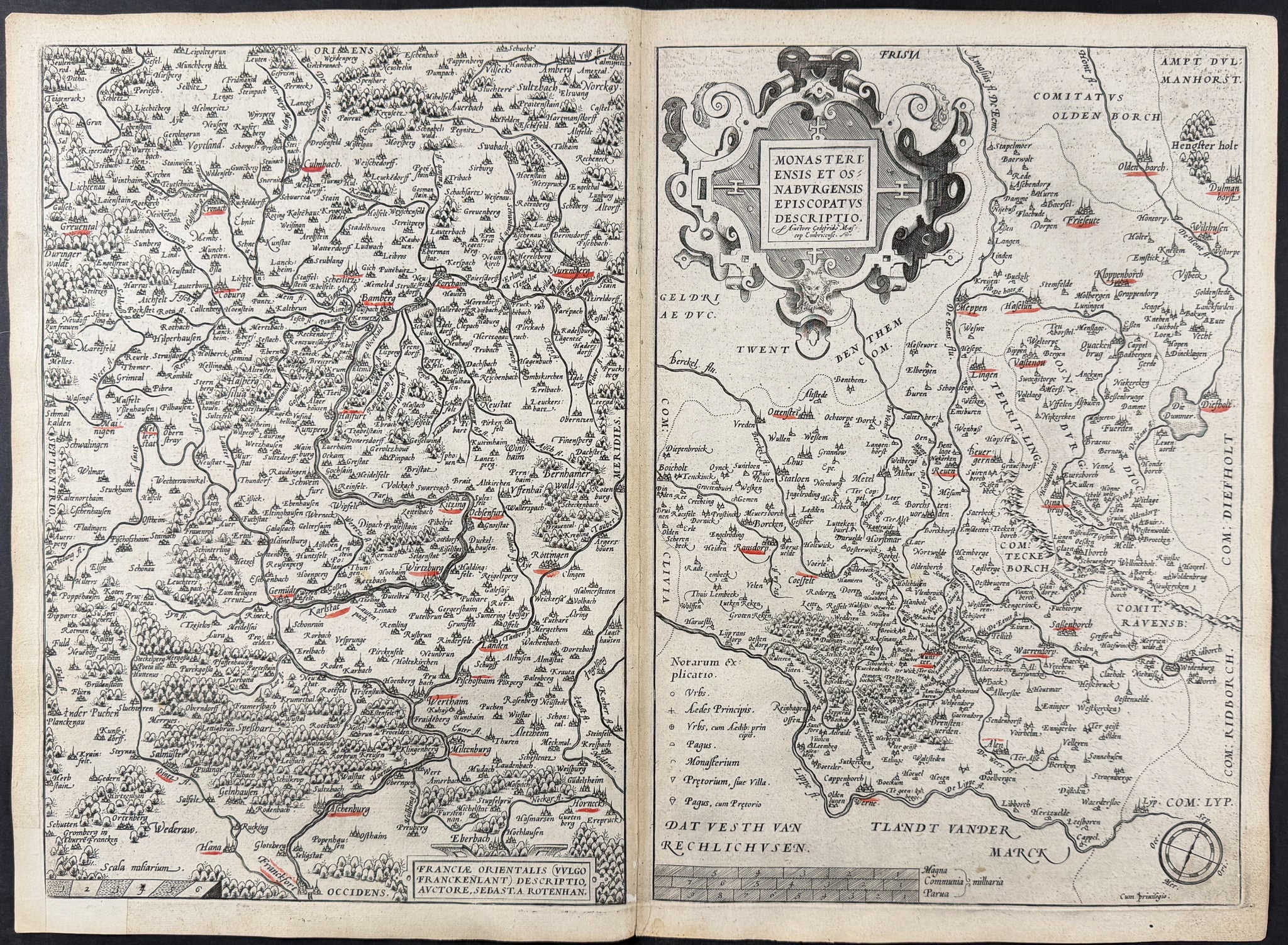Regional Map of Germany: Franconia, Munster, Osnabruck