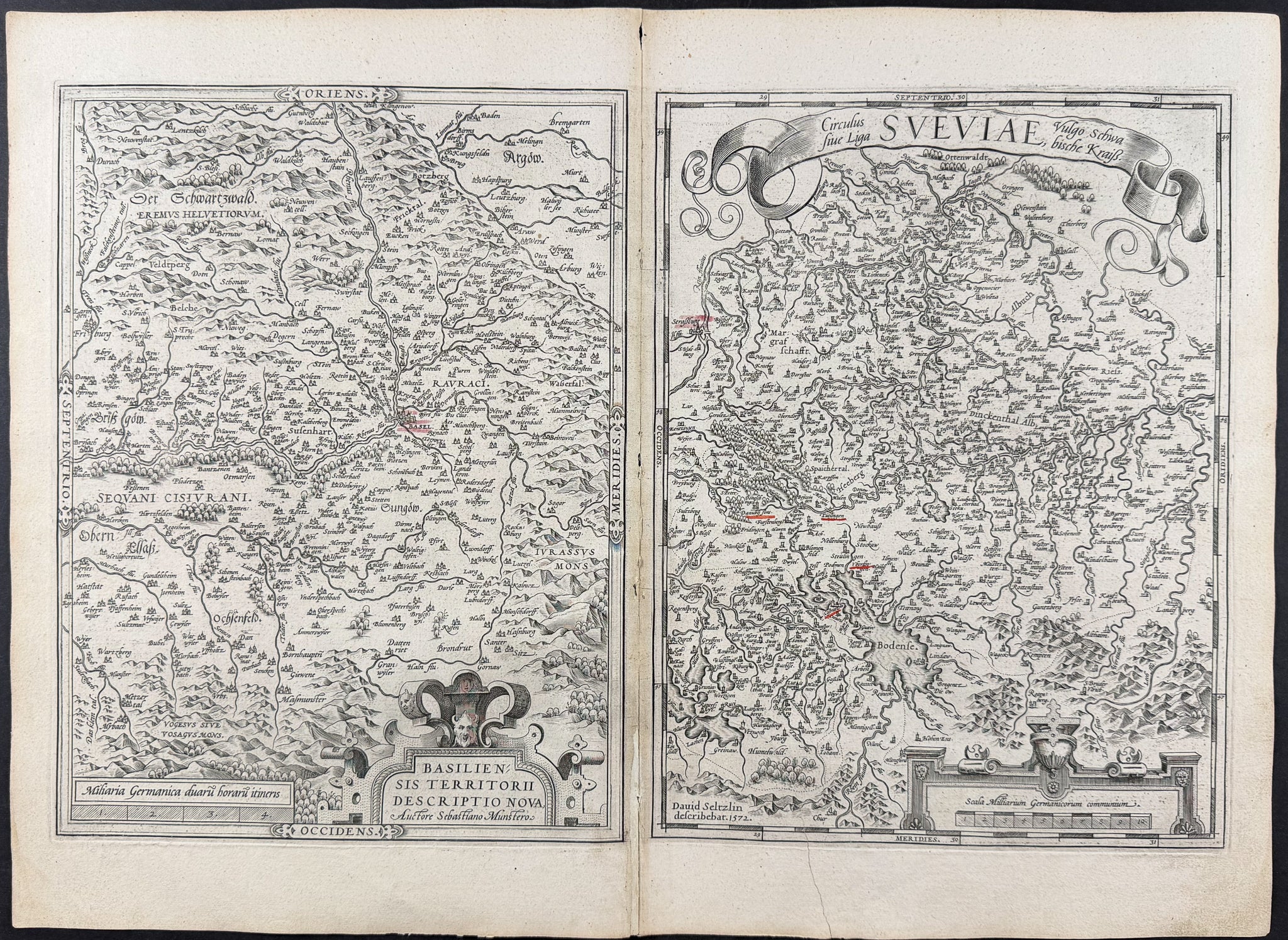 Map of Basel, Switzerland & Swabian Circle (modern-day Baden-Württemberg and western Bavaria)