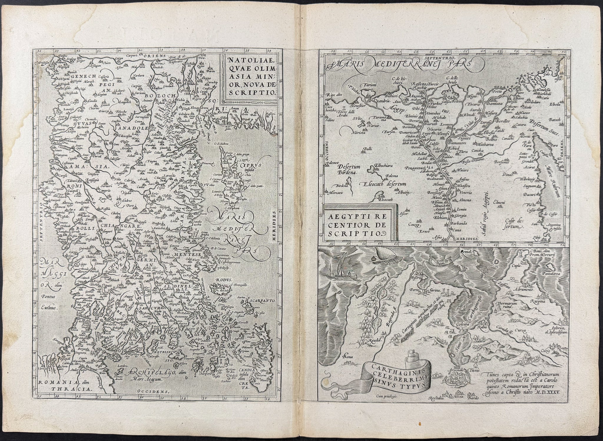 Map of Turkey, Tunis (Tunisia), Asia Minor or Natoliae, Egypt, Carthage