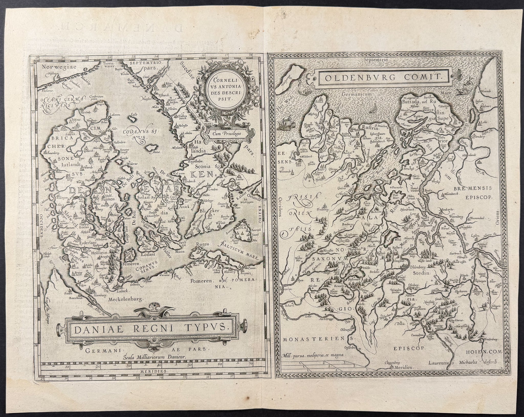Map of Denmark & Oldenburg, Germany
