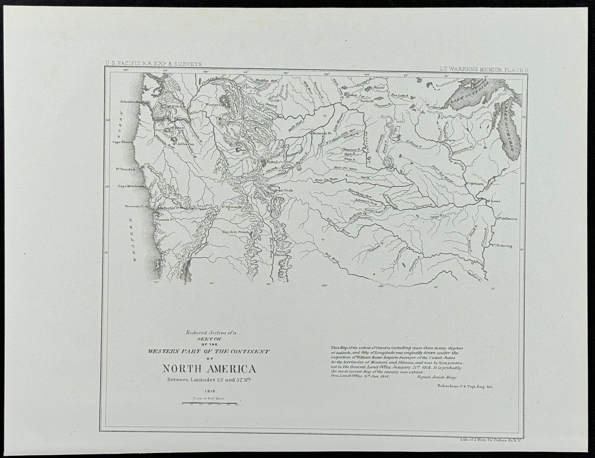 Reduced Section of a Sketch of the Western Part of the Continent of North America, 1818