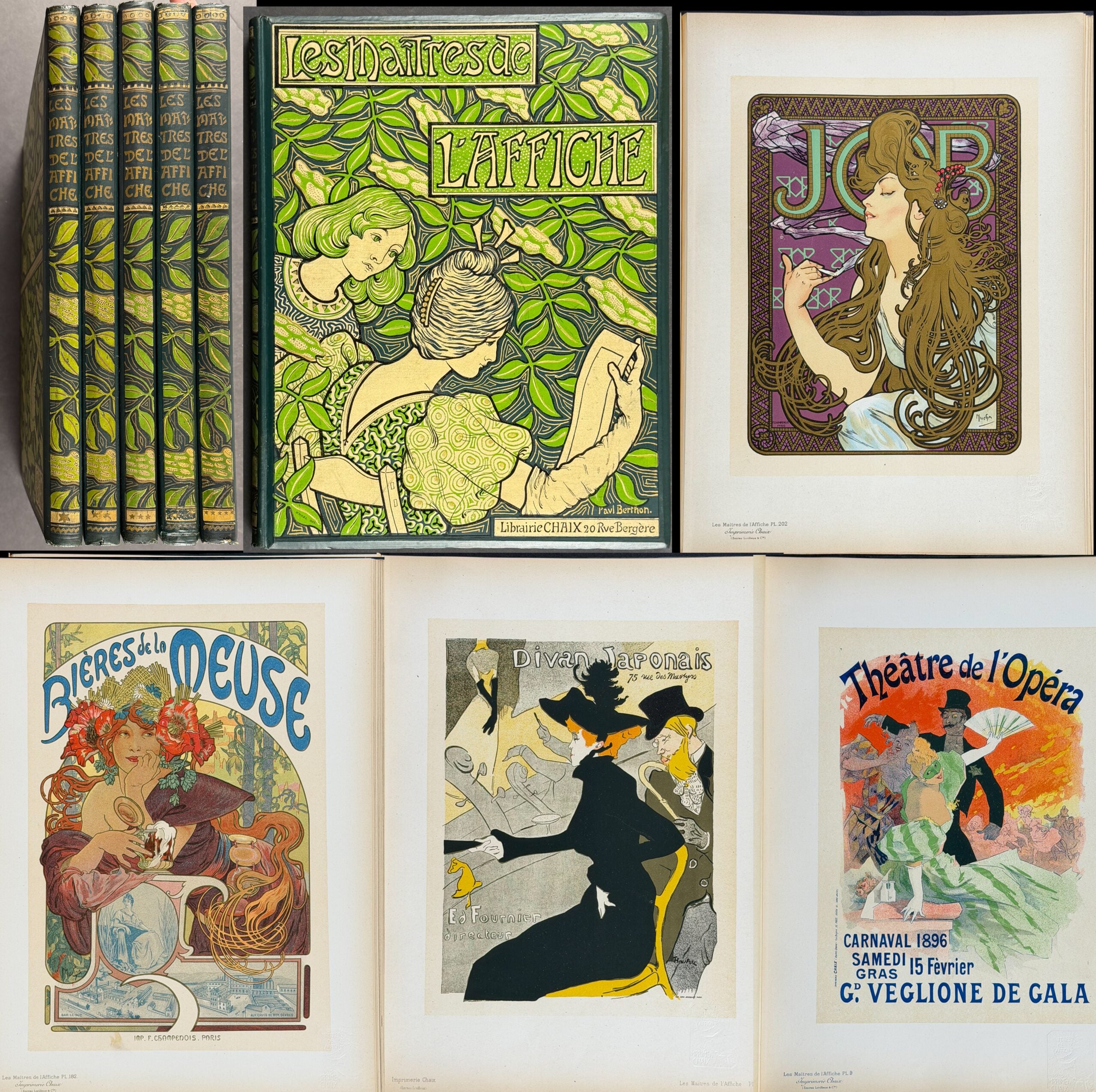 Cheret's Les Maitres de l'Affiche - 5 Volumes with 256 Lithographed Posters