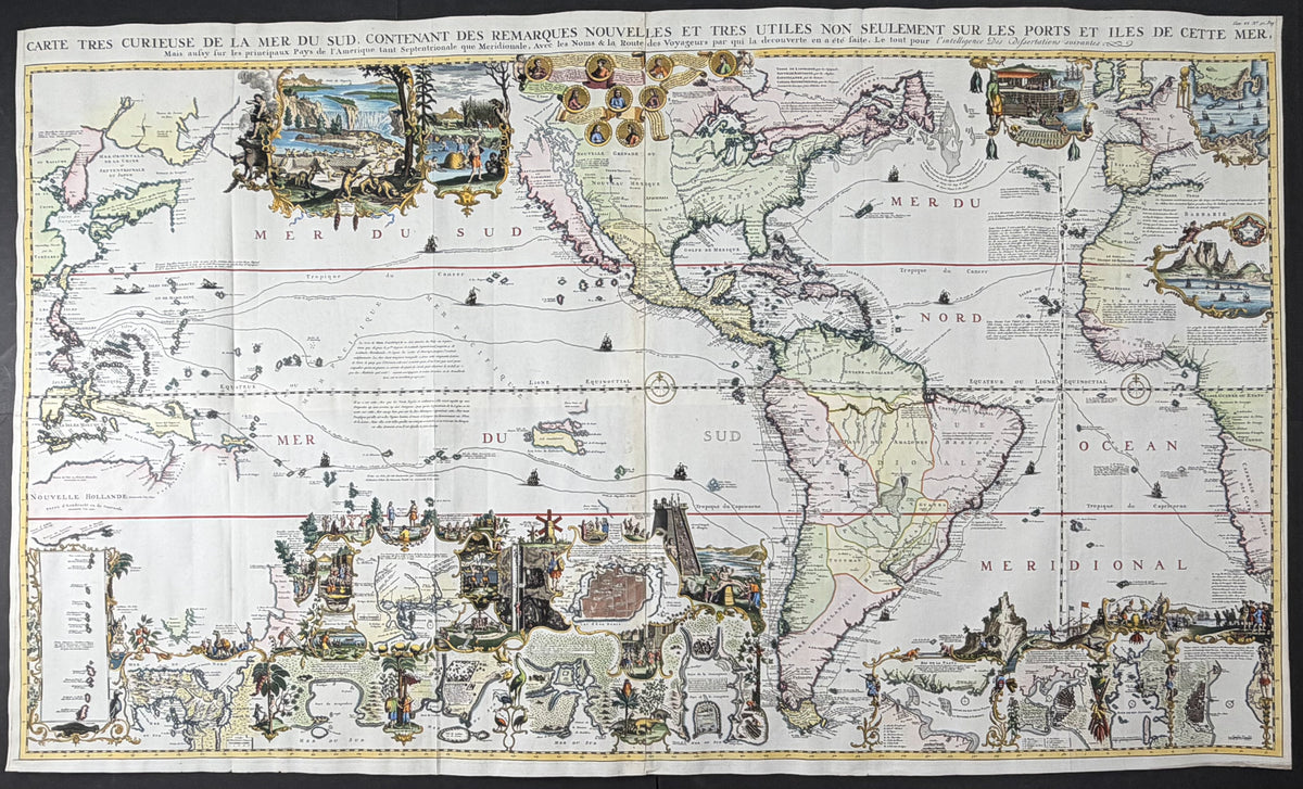 Chatelain - Large Map of the Pacific & the Americas [Carte tres curieuse de la Mer du Sud …]