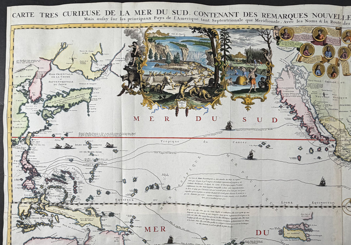 Chatelain - Large Map of the Pacific & the Americas [Carte tres curieuse de la Mer du Sud …]
