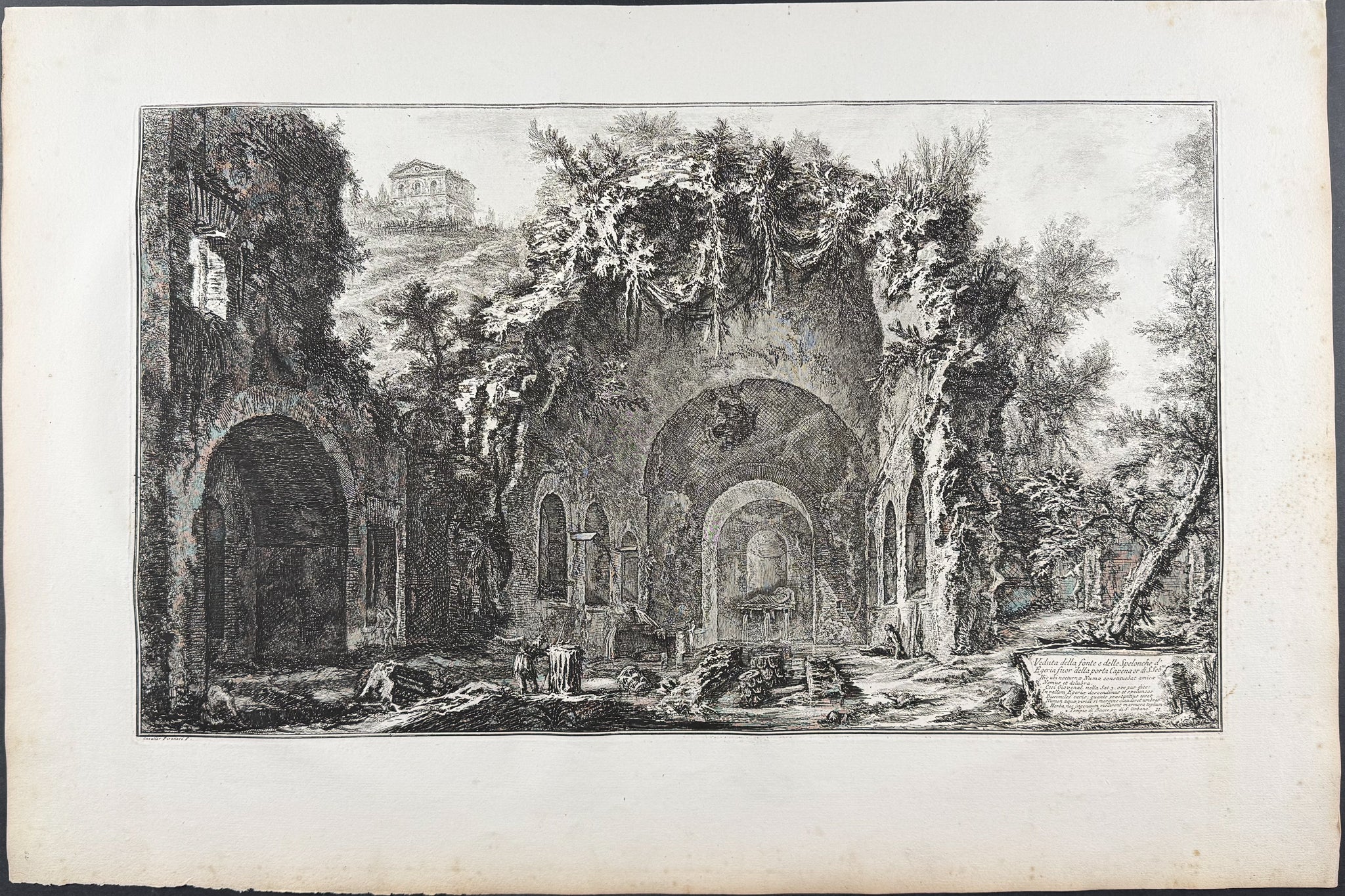 View of the Fountain and Caves of Egeria outside the Porta Capena, now of St. Sebastian [Veduta della fonte e delle Spelonche d'Egeria fuor della porta Capena or di S. Sebatina]