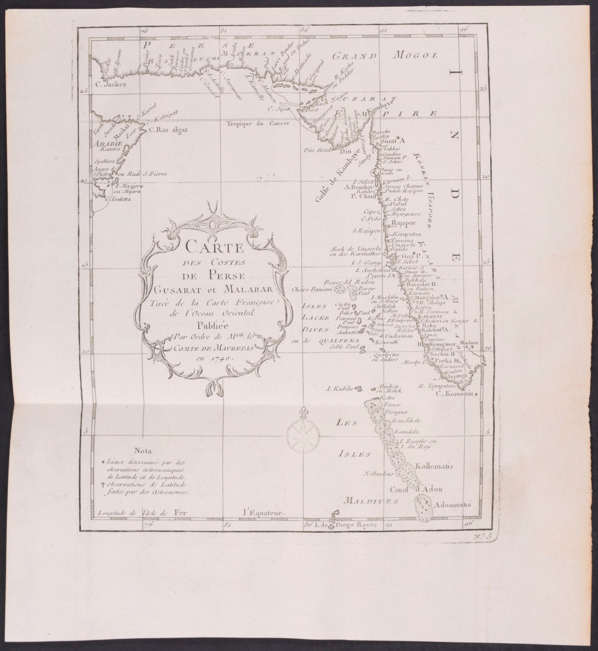 Map of Persian Gulf & Western India / Carte des Costes de Perse Gusarat et Malabar