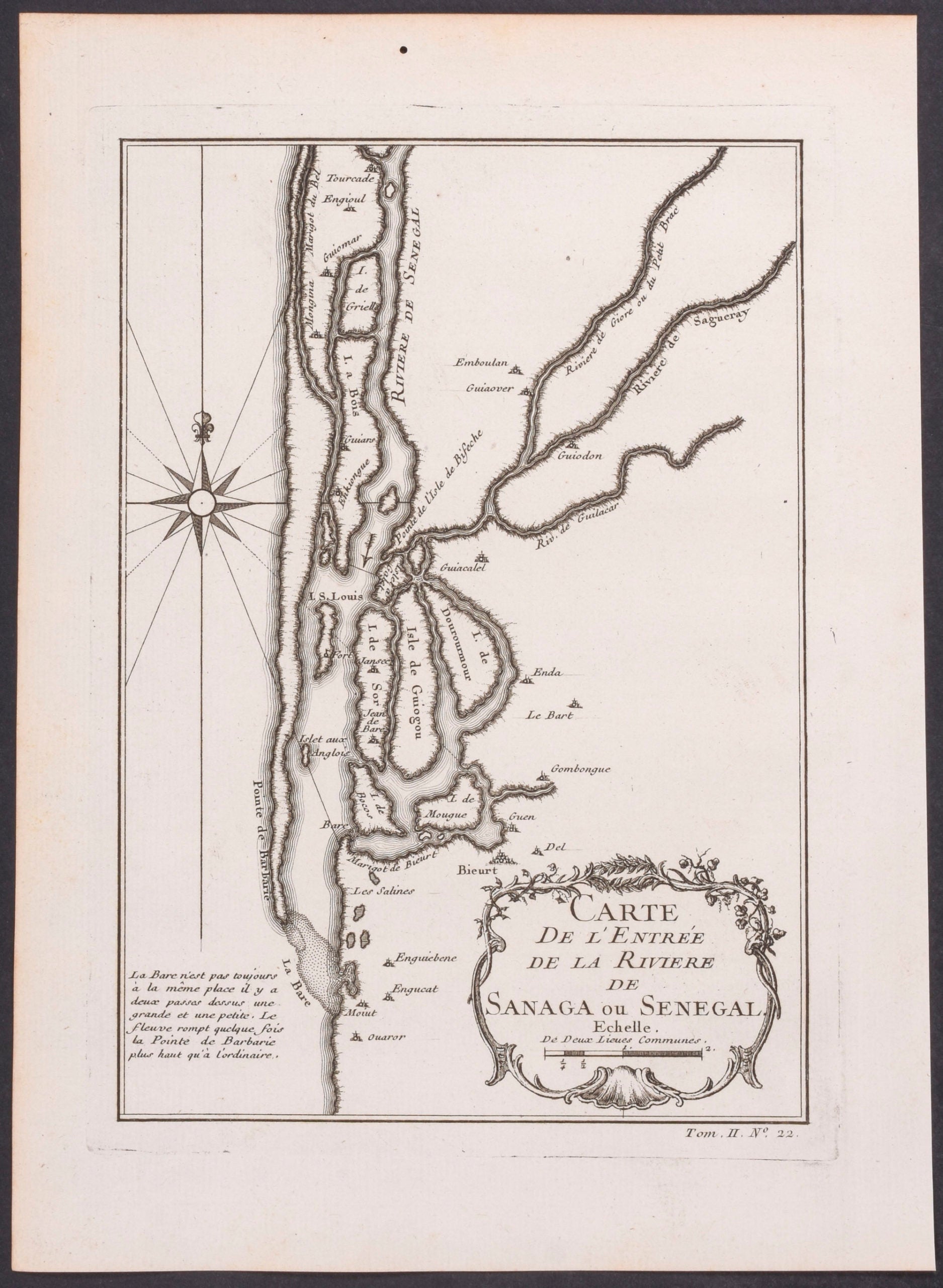 Map of Senegal River, Africa / Carte de l'Entree de la Riviere de Sanaga ou Senegal