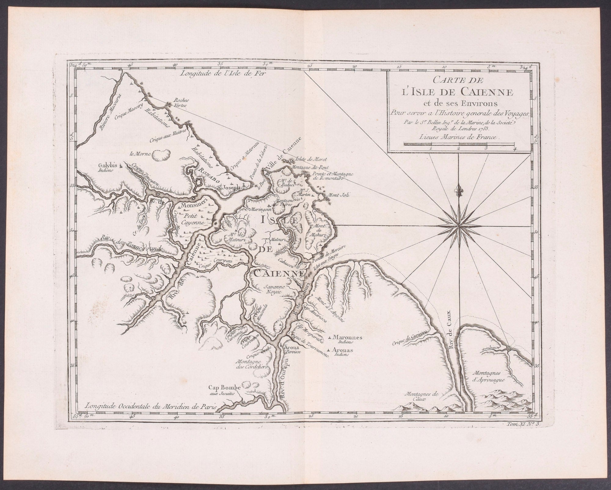 Map of the Isle of Cayenne and its surroundings