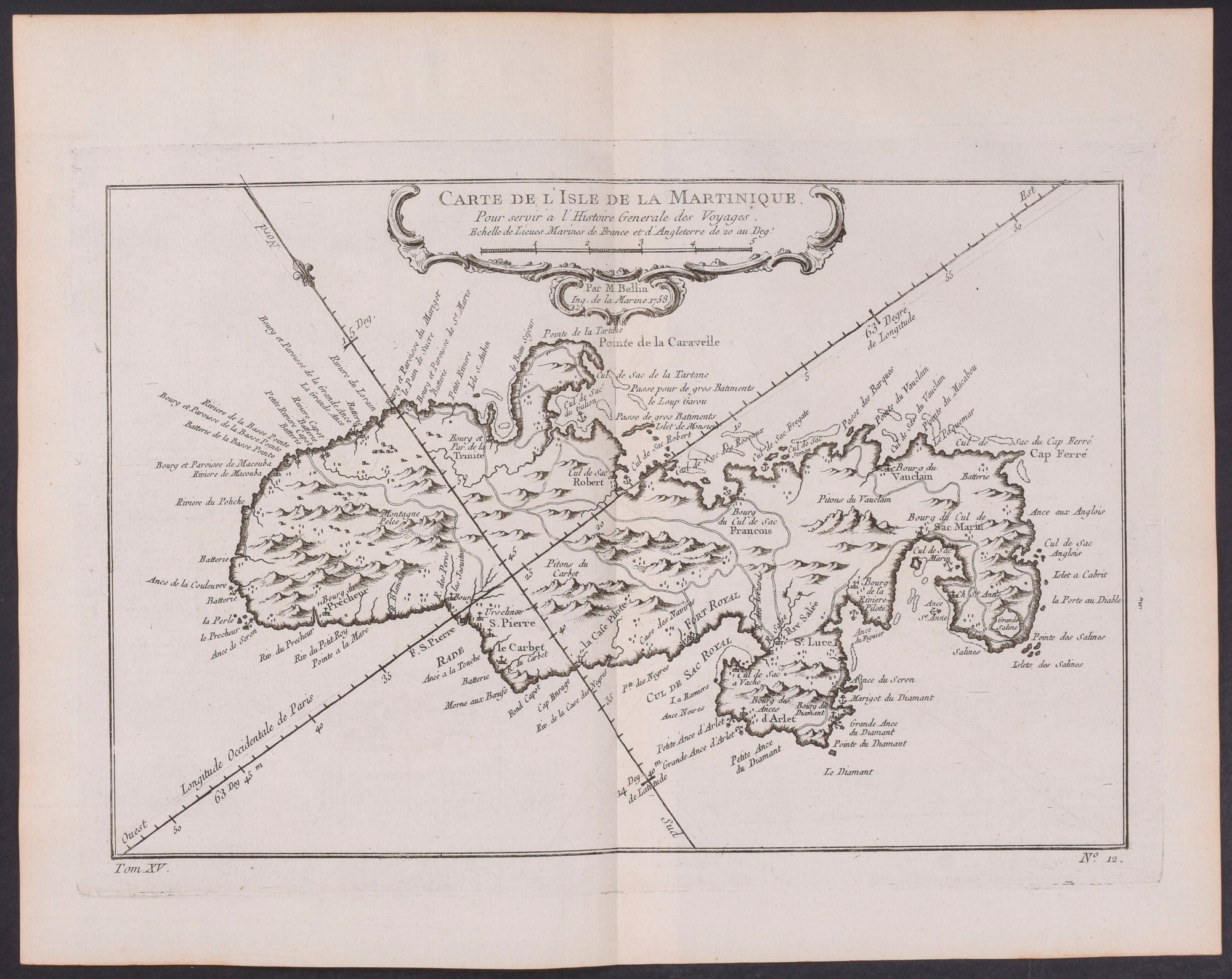 Map of Martinique, West Indies, Caribbean