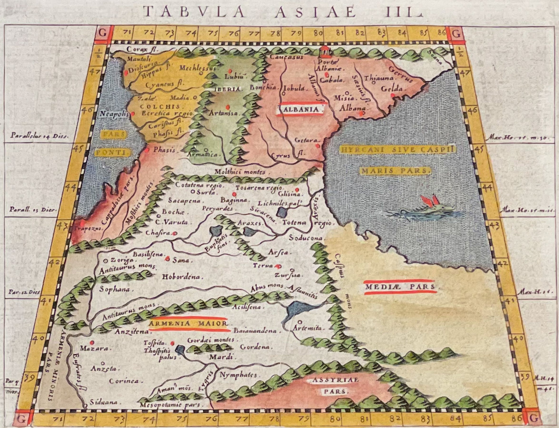 Map of Georgia, Armenia, Azerbeidzjan / Verso: Map of Cyprus, Holy Land, Syria, Arabia, Middle East