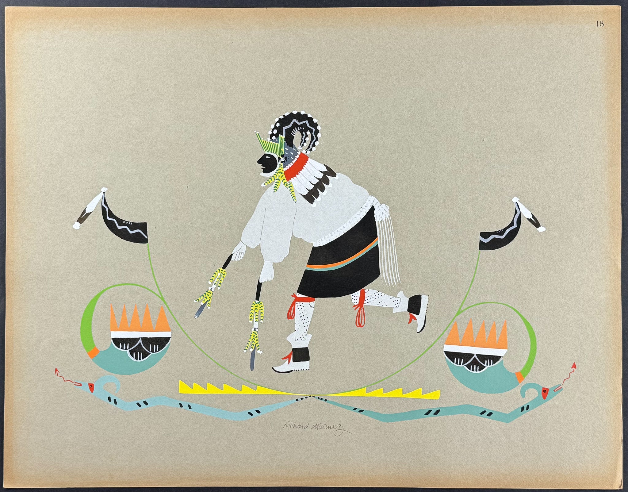 Big Horn, or Rocky Mountain Sheep, in Deer Dance - drawn by Richard Martinez