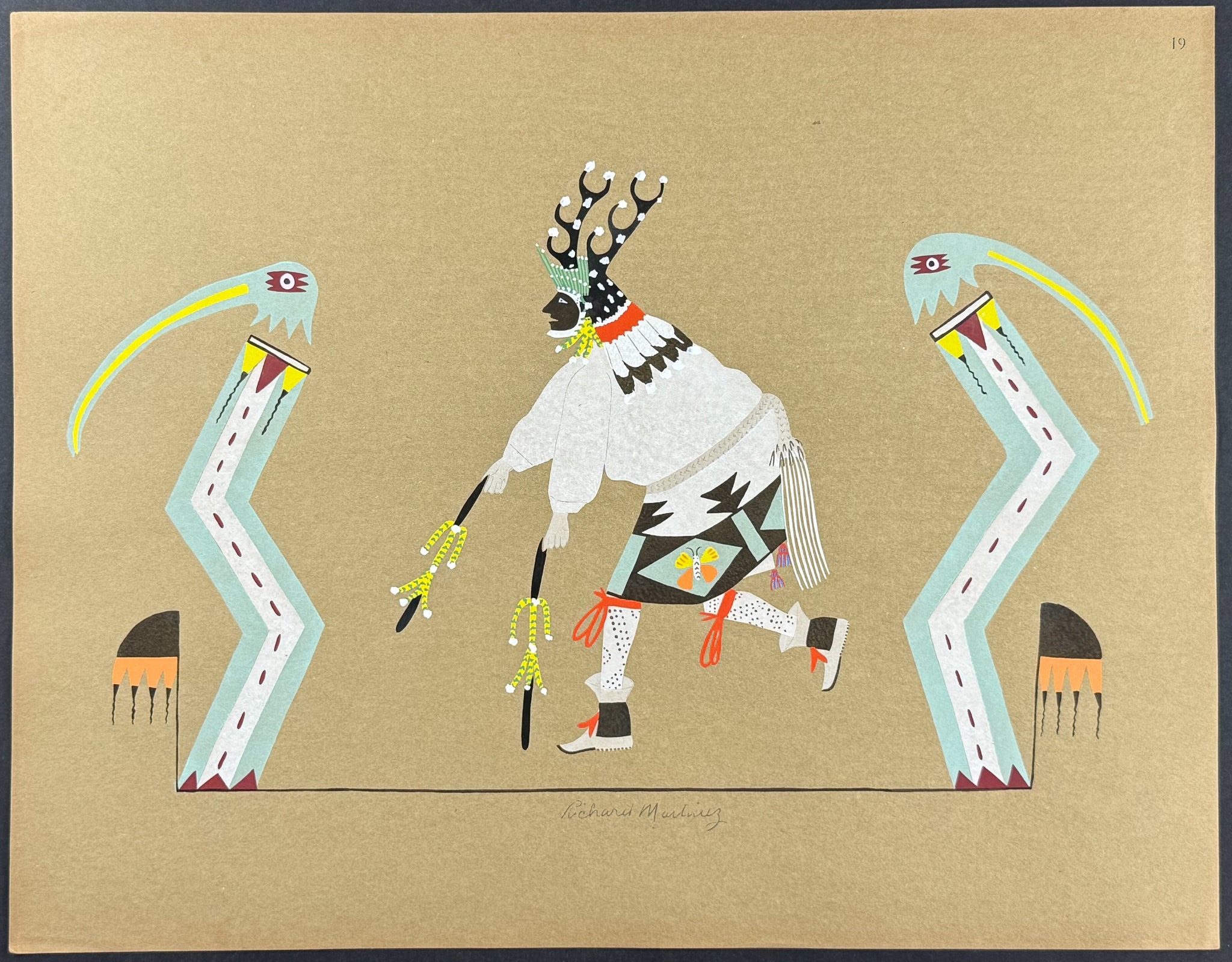 Buck in the Deer Dance - drawn by Richard Martinez