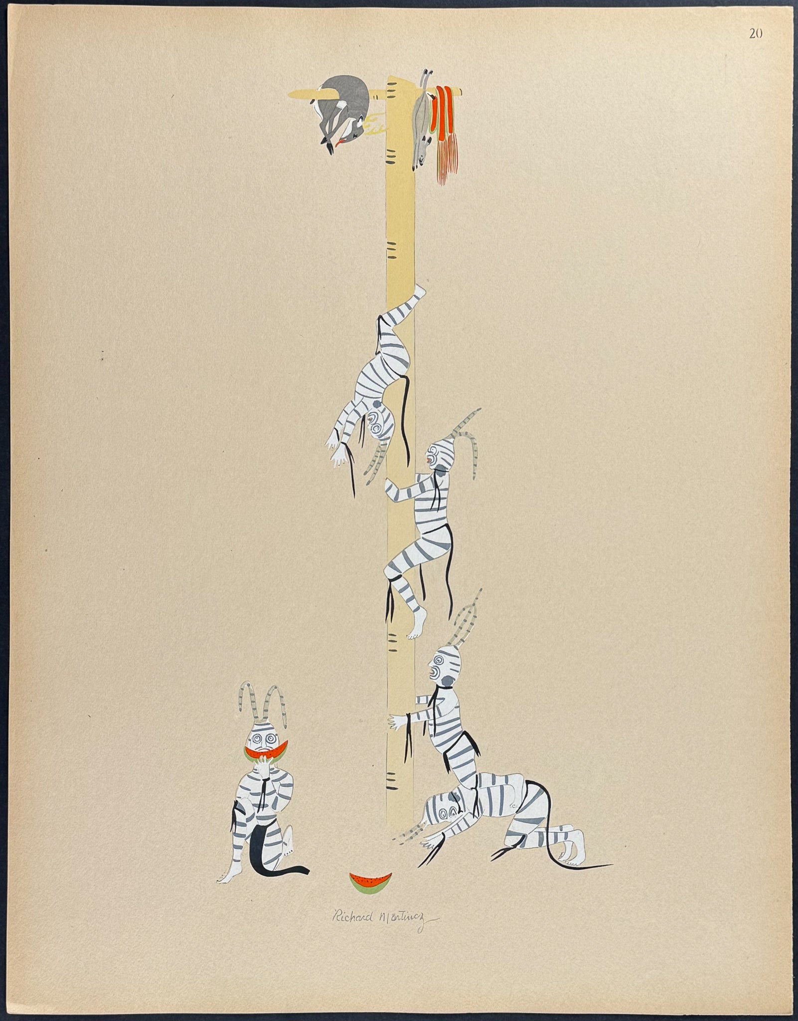 Ceremonial Clowns or Koshare - drawn by Richard Martinez