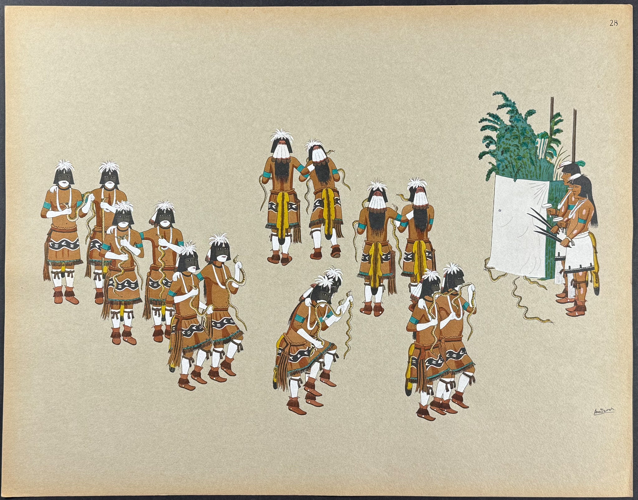 Snake Dance - drawn by Awa Tsireh