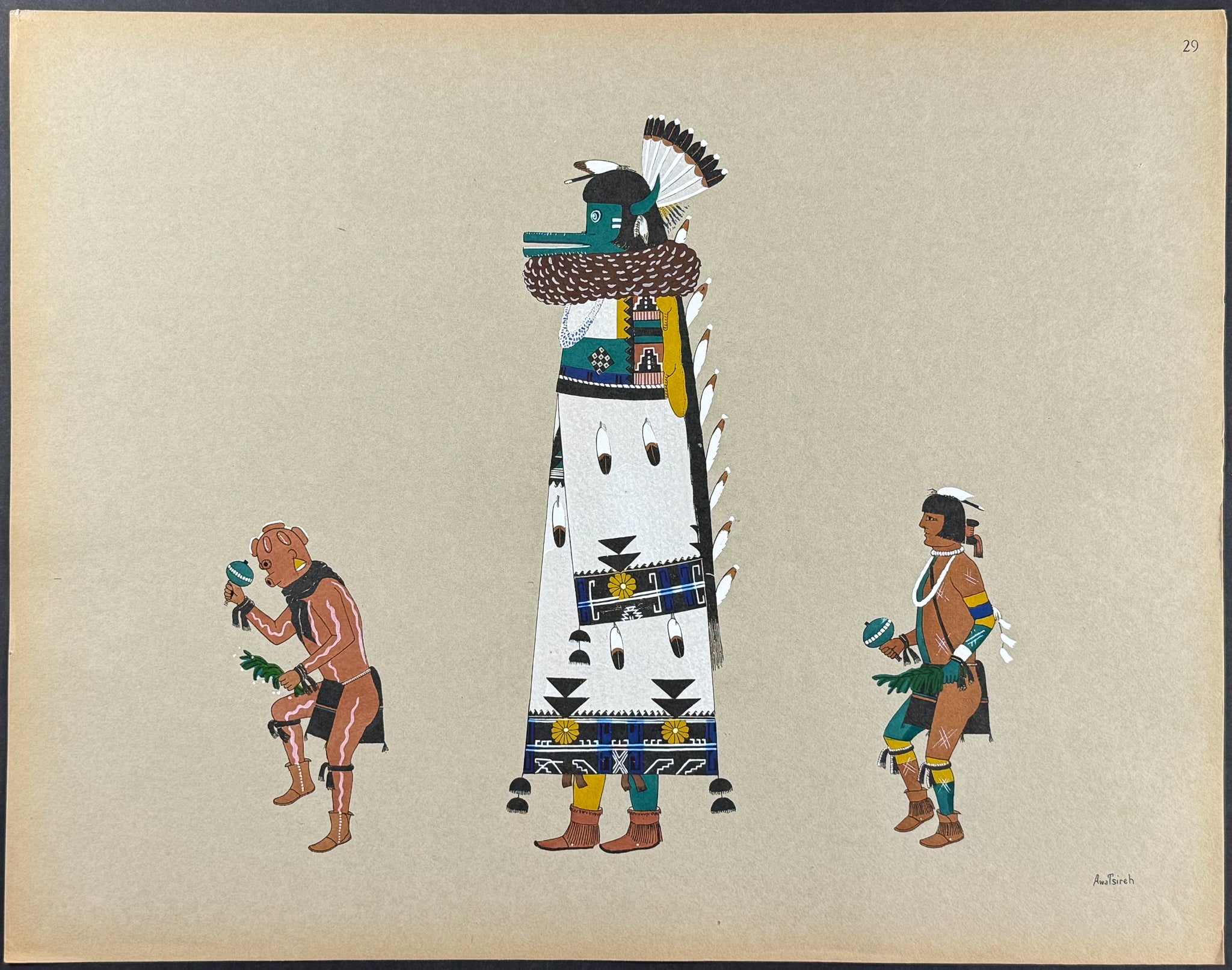 Shalako Dance of the Pueblo of Zuni - drawn by Awa Tsireh