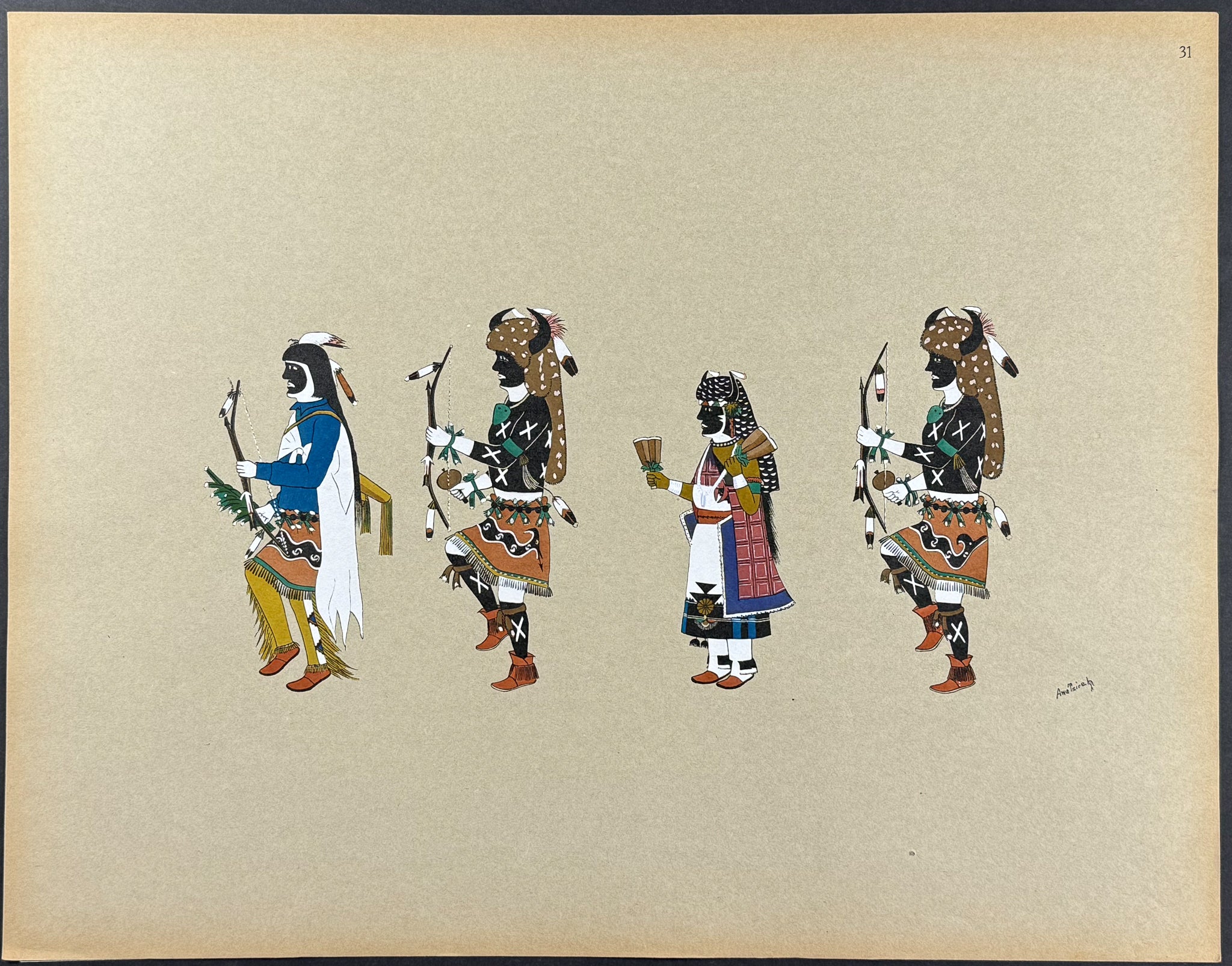 Buffalo Dance - drawn by Awa Tsireh