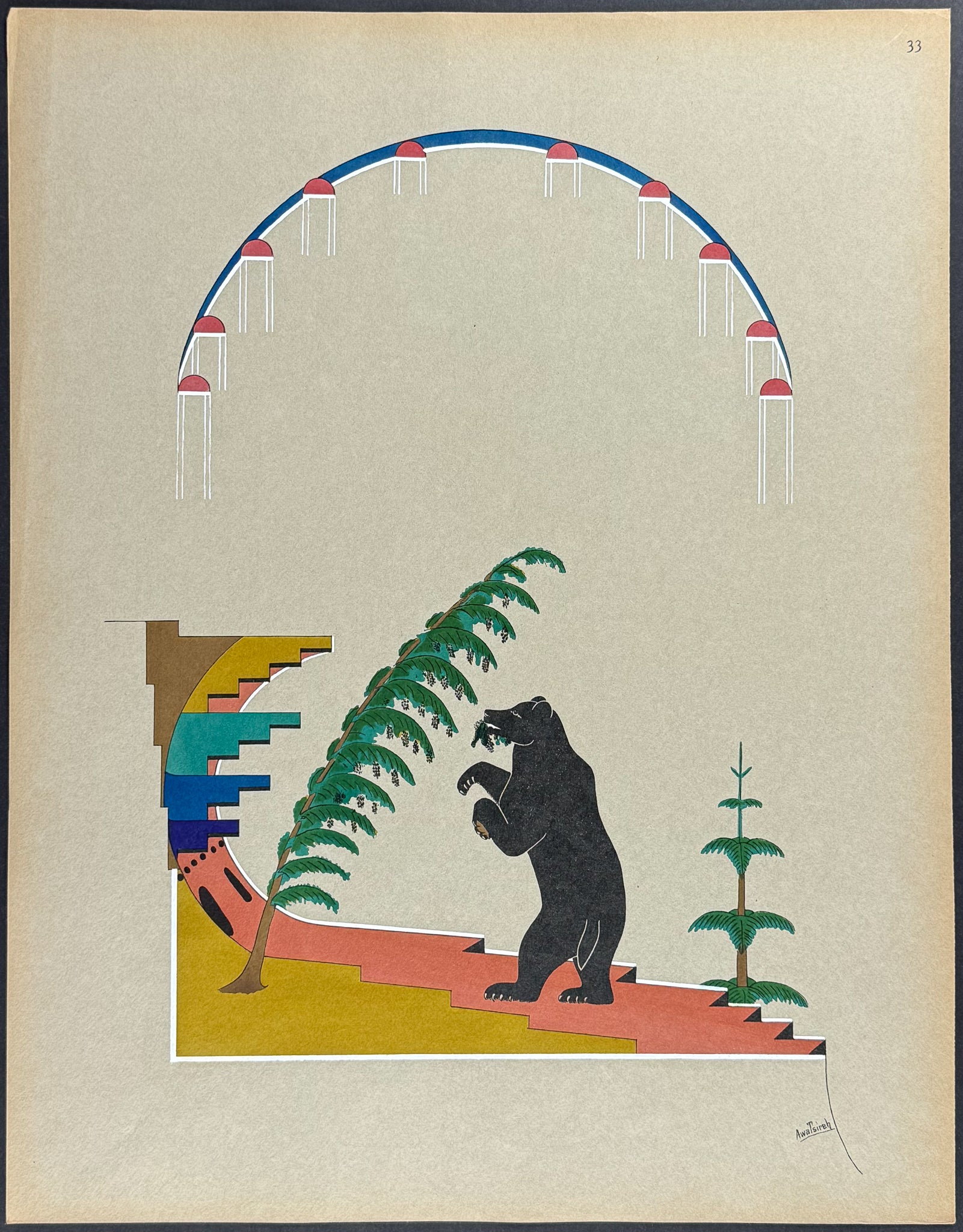 Landscape with Bear - drawn by Awa Tsireh