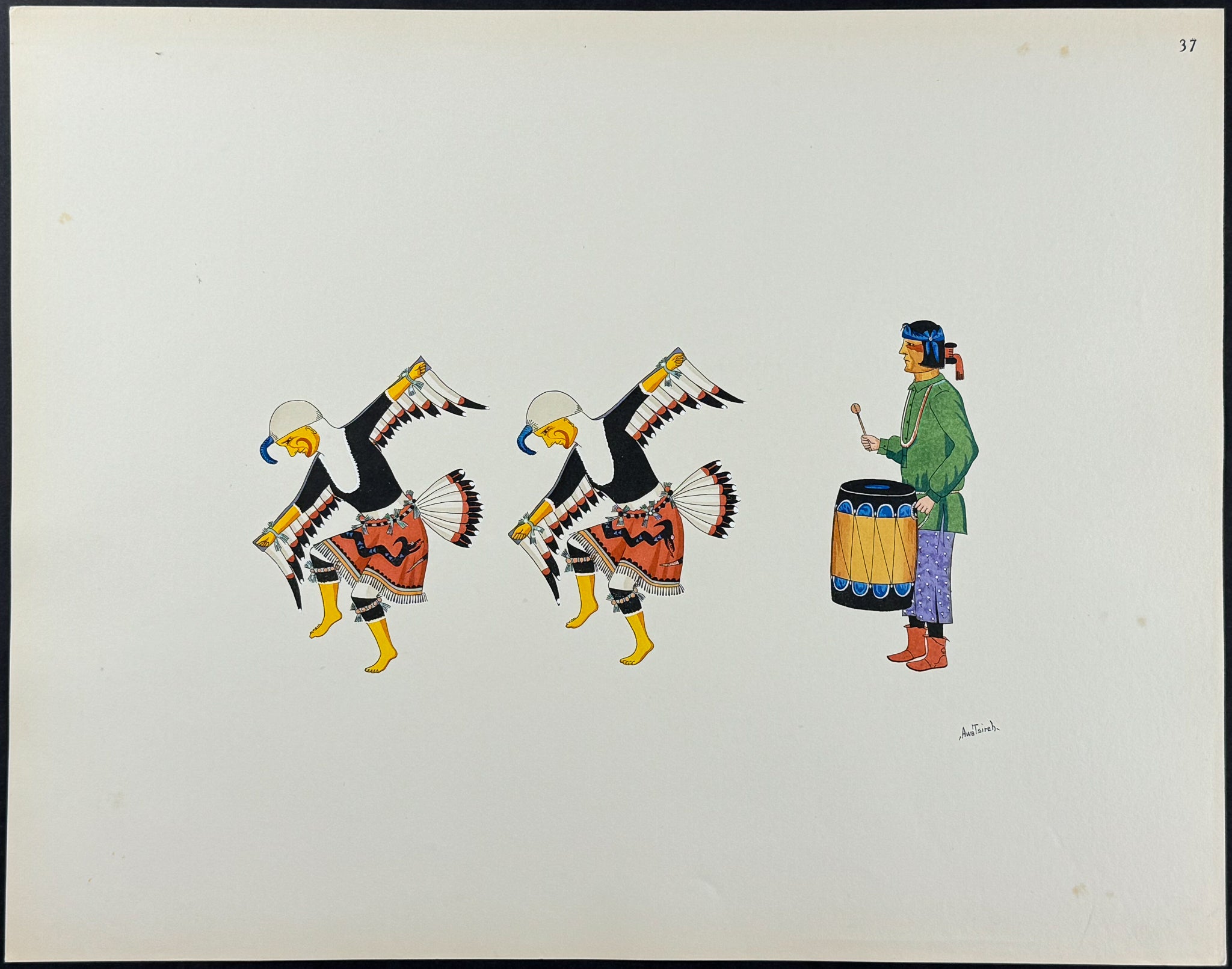 Eagle Dance - drawn by Awa Tsireh