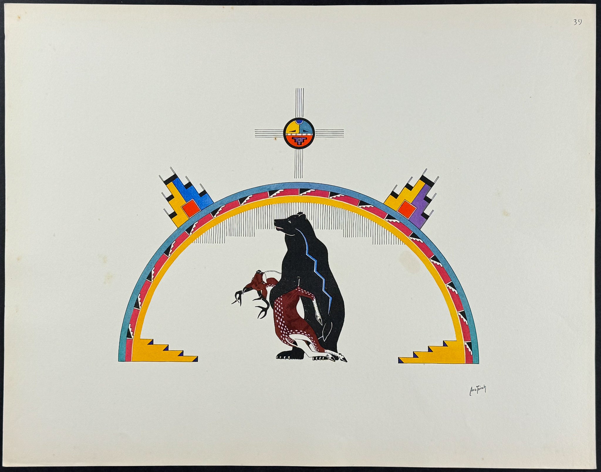 Bear with Body of a Deer - drawn by Awa Tsireh