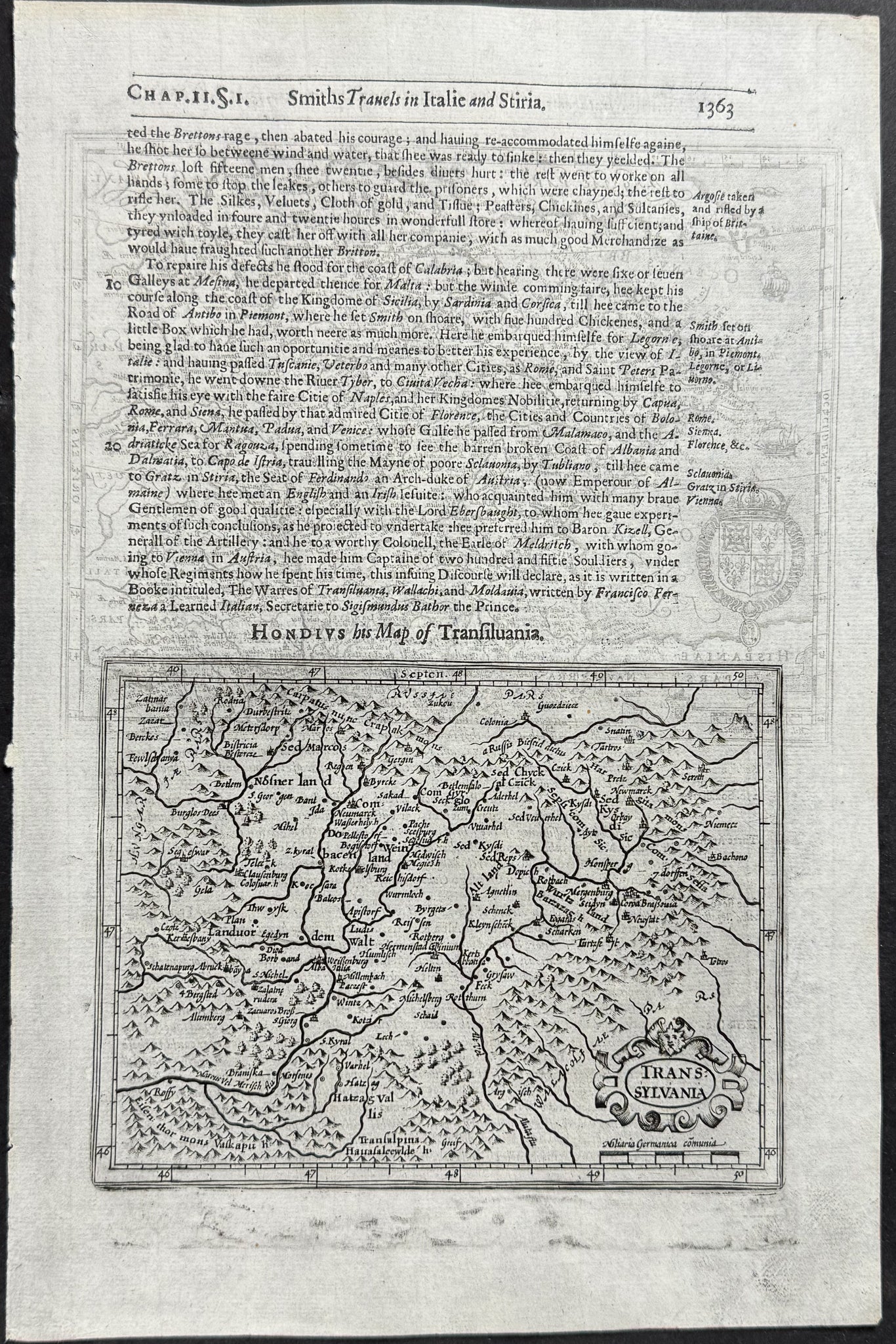 Map of Transylvania, Romania