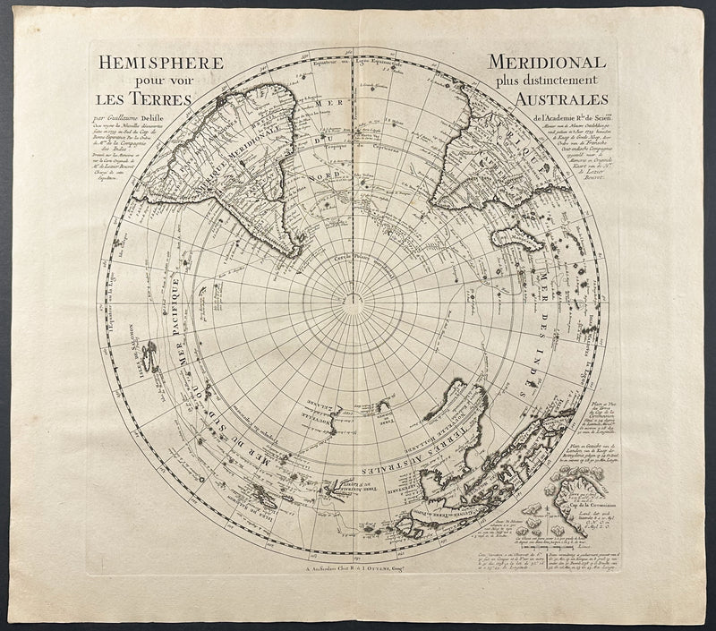 Map of the Southern Hemisphere, South America, Africa, Australia, etc. 