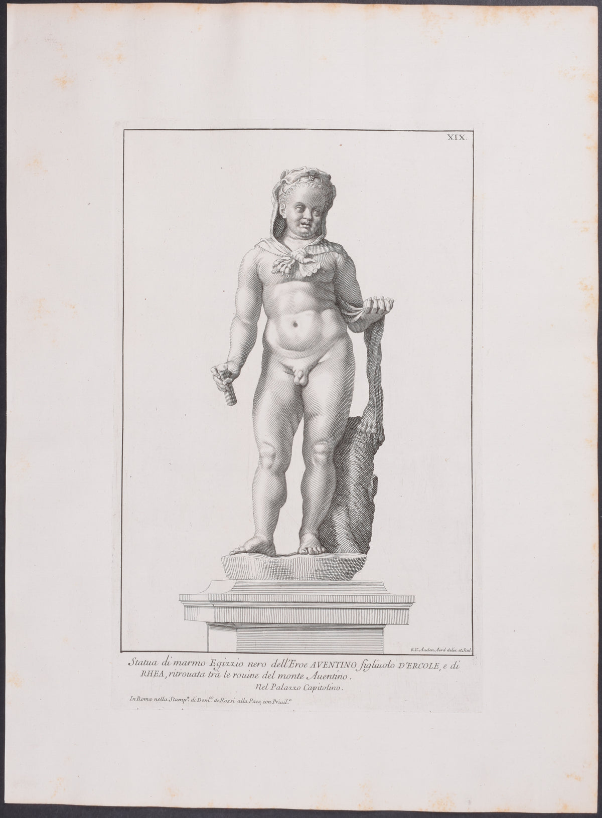 Nude Statue - Marmo Egizzio nero dell'Eroe Aventino figliuolo d'Ercole