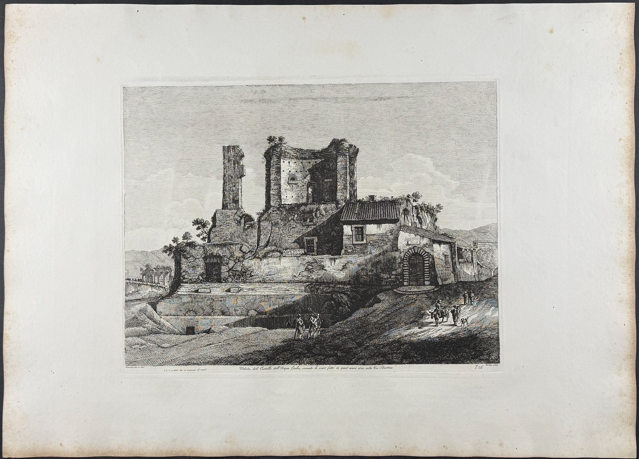 Veduta del Castello dell'Acqua Giulia, secondo lo ocavo fatto in quest'anno 1822 nella Via Tiburtina