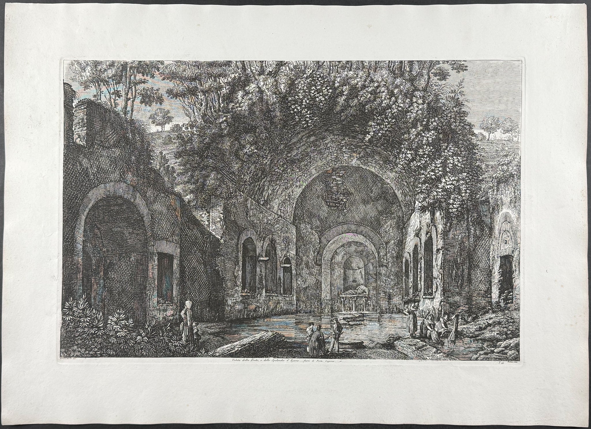 Veduta della Fonte, e delle Spelonche d'Egeria, fuori di Porta Capena