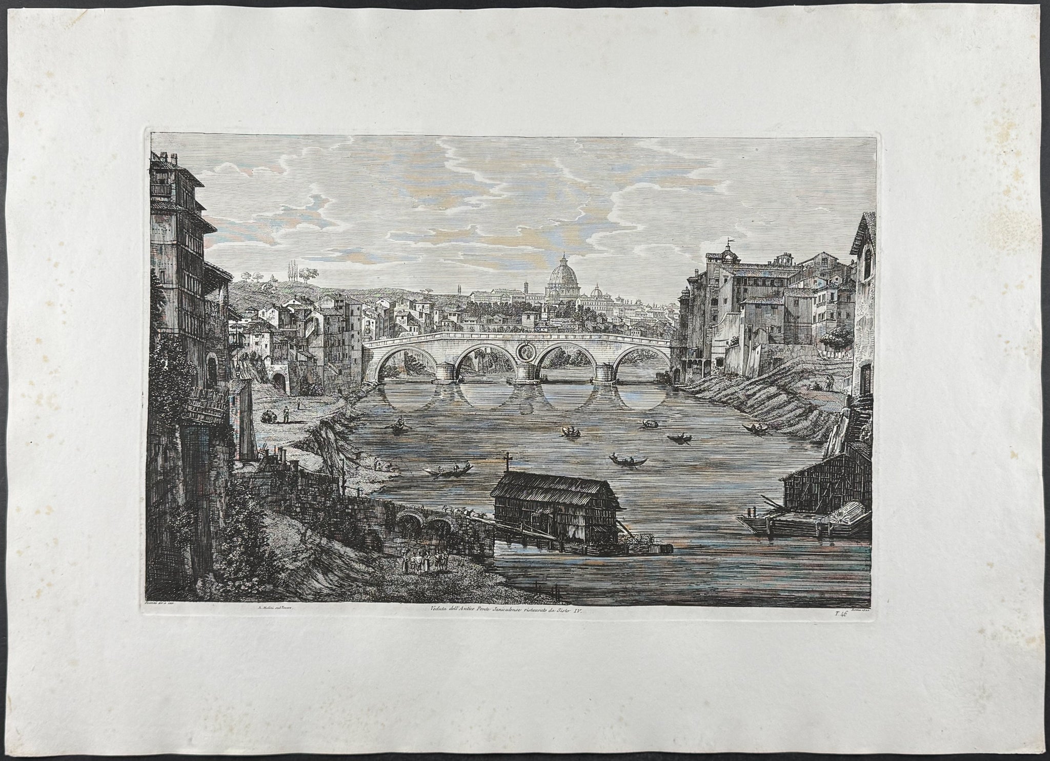 Veduta dell'Antico Ponte Janiculense vistaurato da Sisto IV