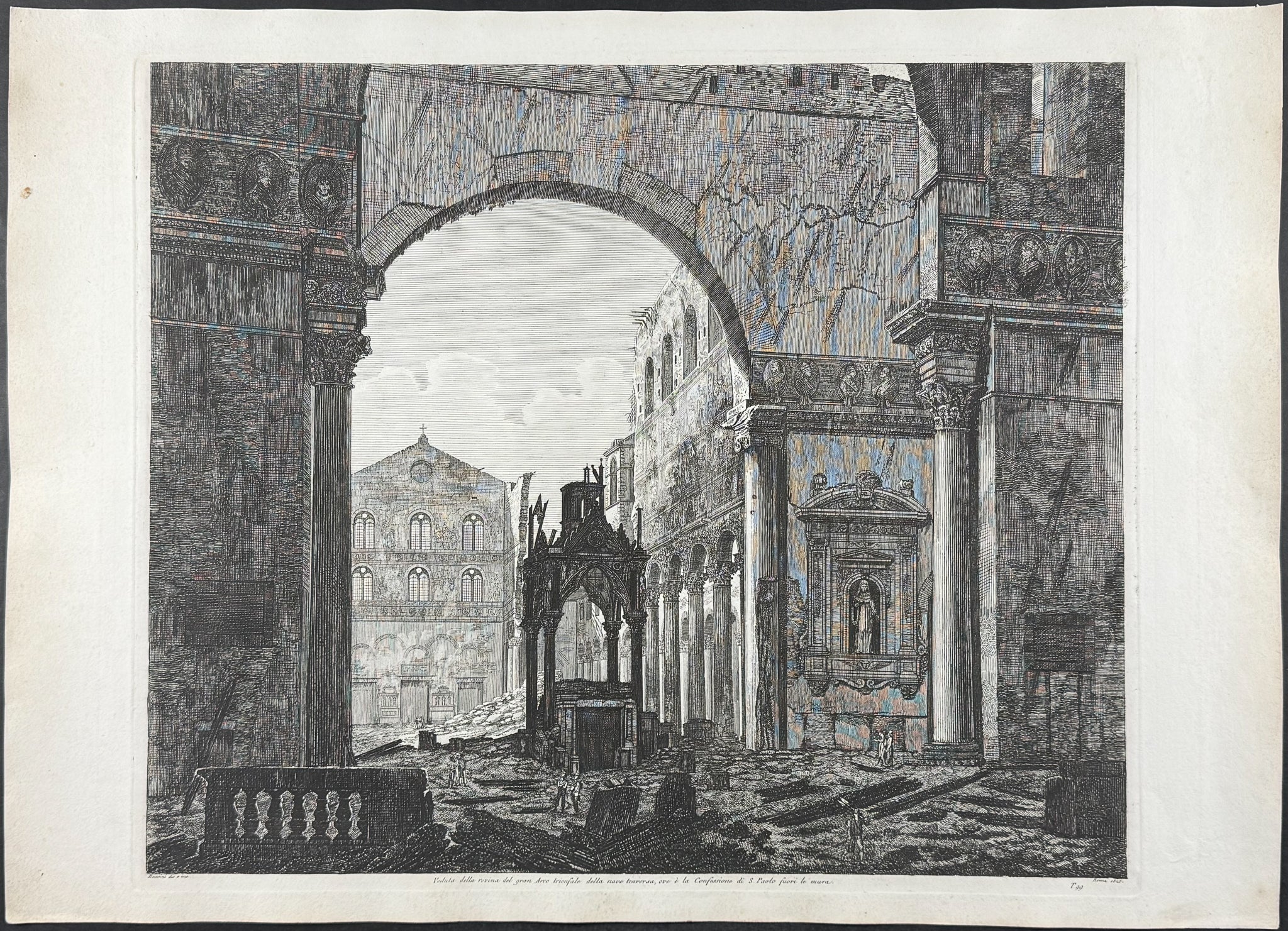 Veduta della Rovina del gran Arco trionfale della nave travorsa, ove e la Confessione di S Paolo fuori le mura