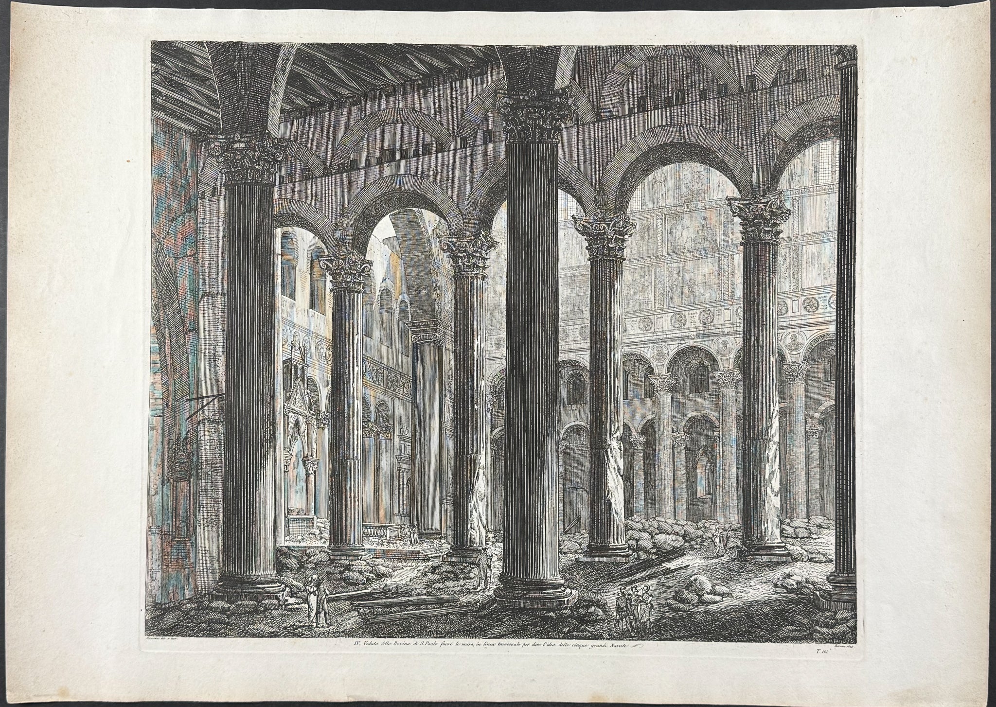 Veduta della Rovina di S. Paolo fuori le mura, in linea traversale per dare l'Idea delle cinque grandi Navate