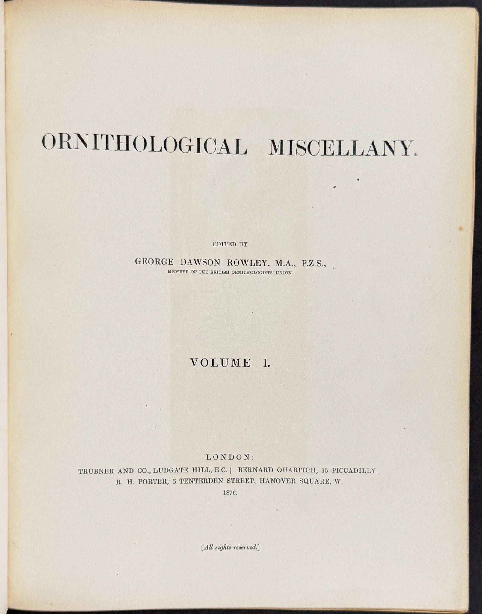 Ornitholigical Miscellany