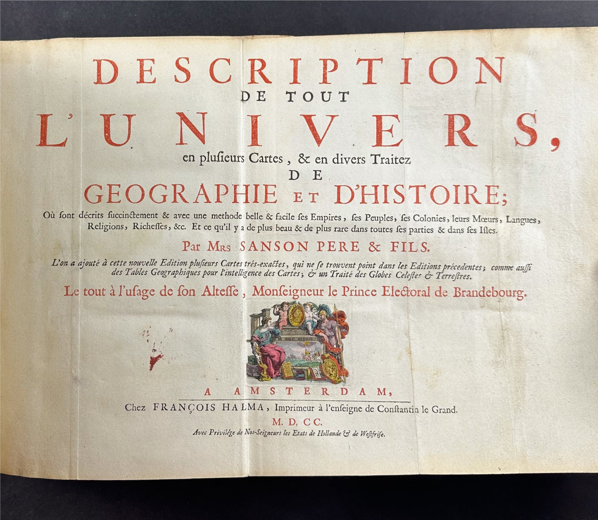 Description de tout l’Univers... [suivi de] L'usage des globes celestes et terrestres et des spheres....