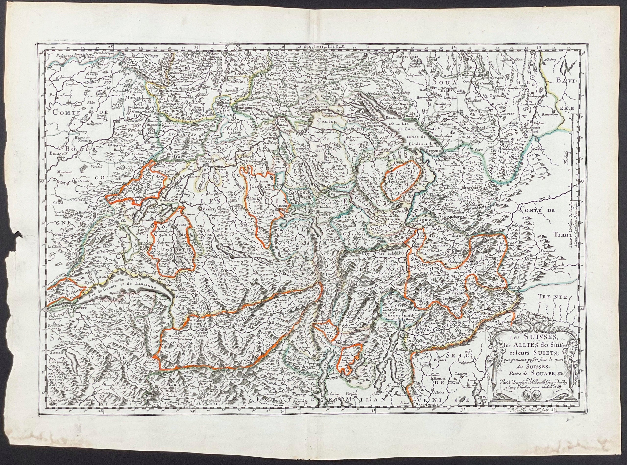 Map of Switzerland with Part of Italy and France