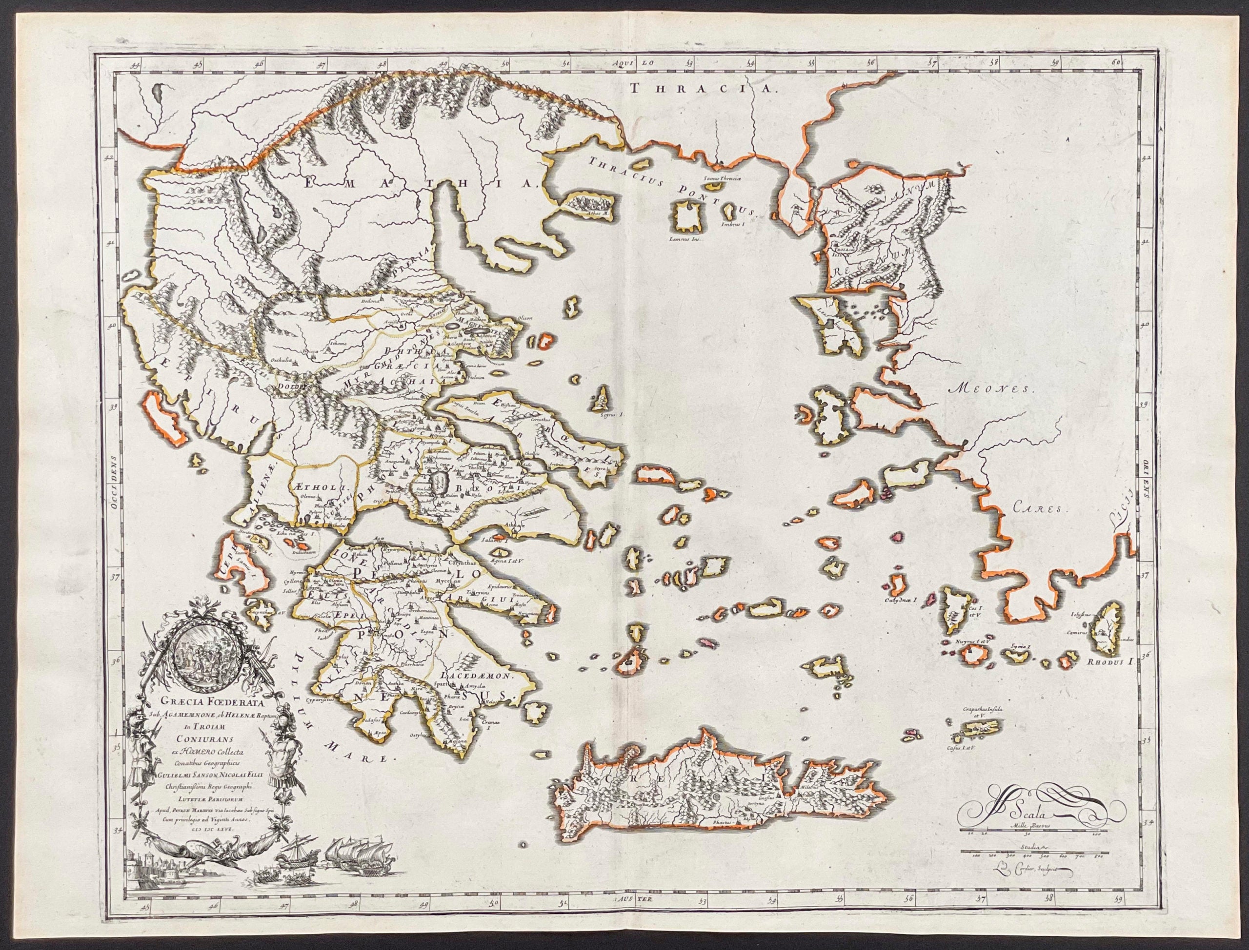 Map of Greece at the time of Homer, Helen of Troy and Agamemnon