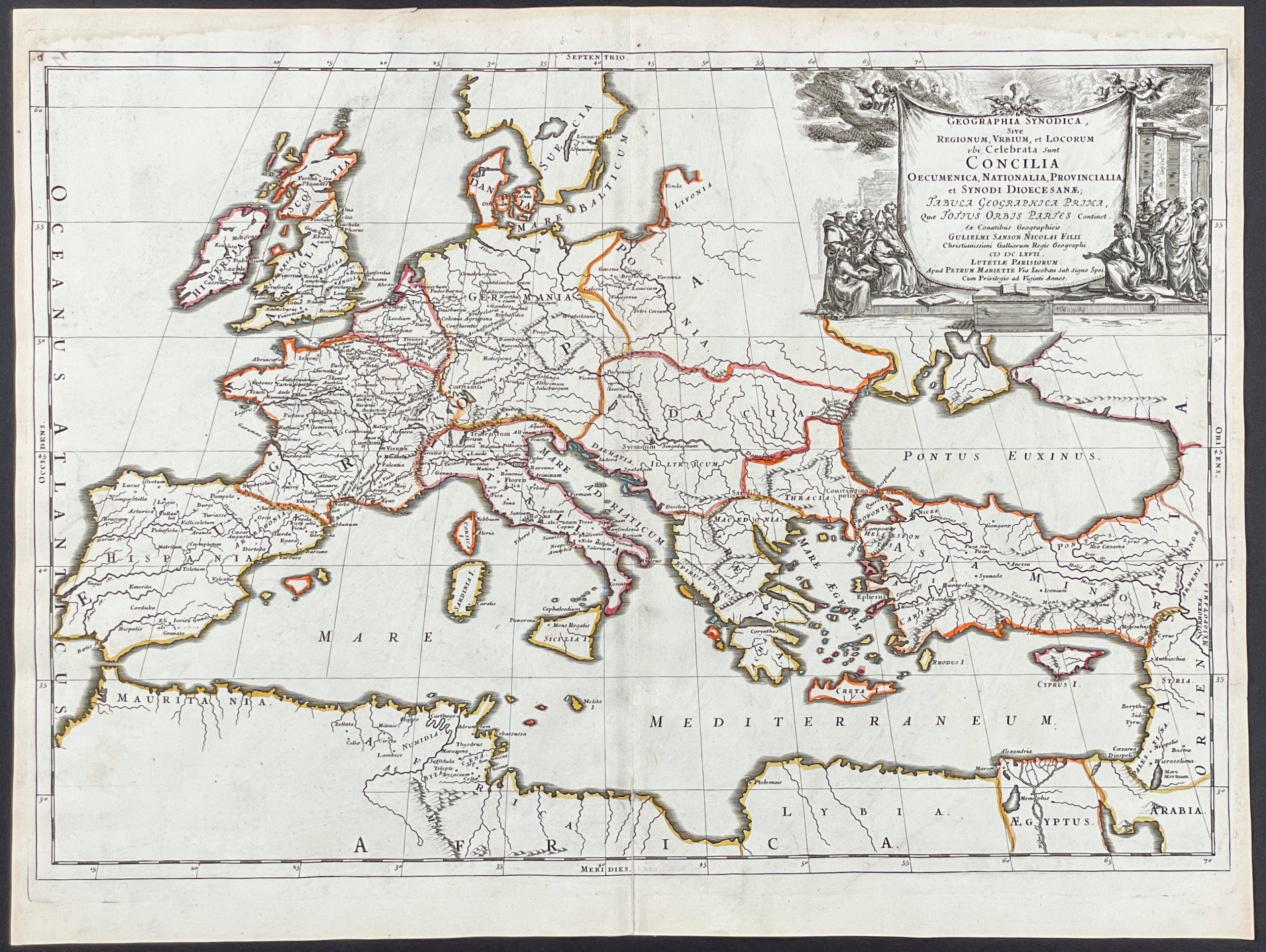 Map of Western Europe locating the Church Synods in the Region