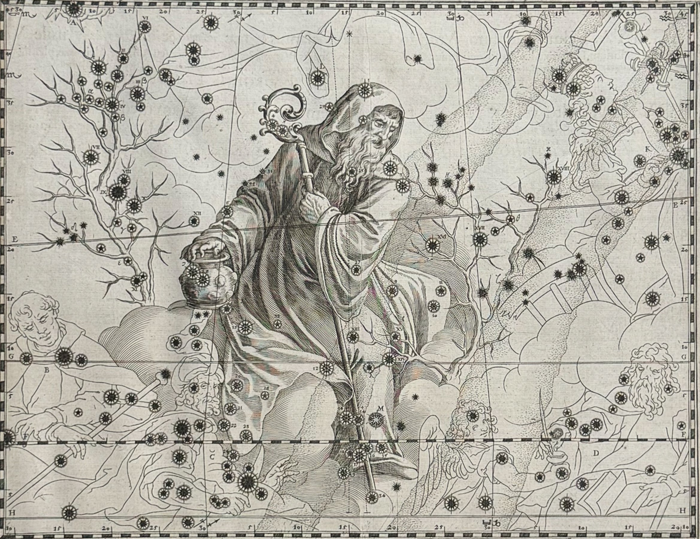 Christianized Constellation of Ophiuchus & Serpens (The Holy Father Benedict among the brambles & Brambles of Saint Benedict)