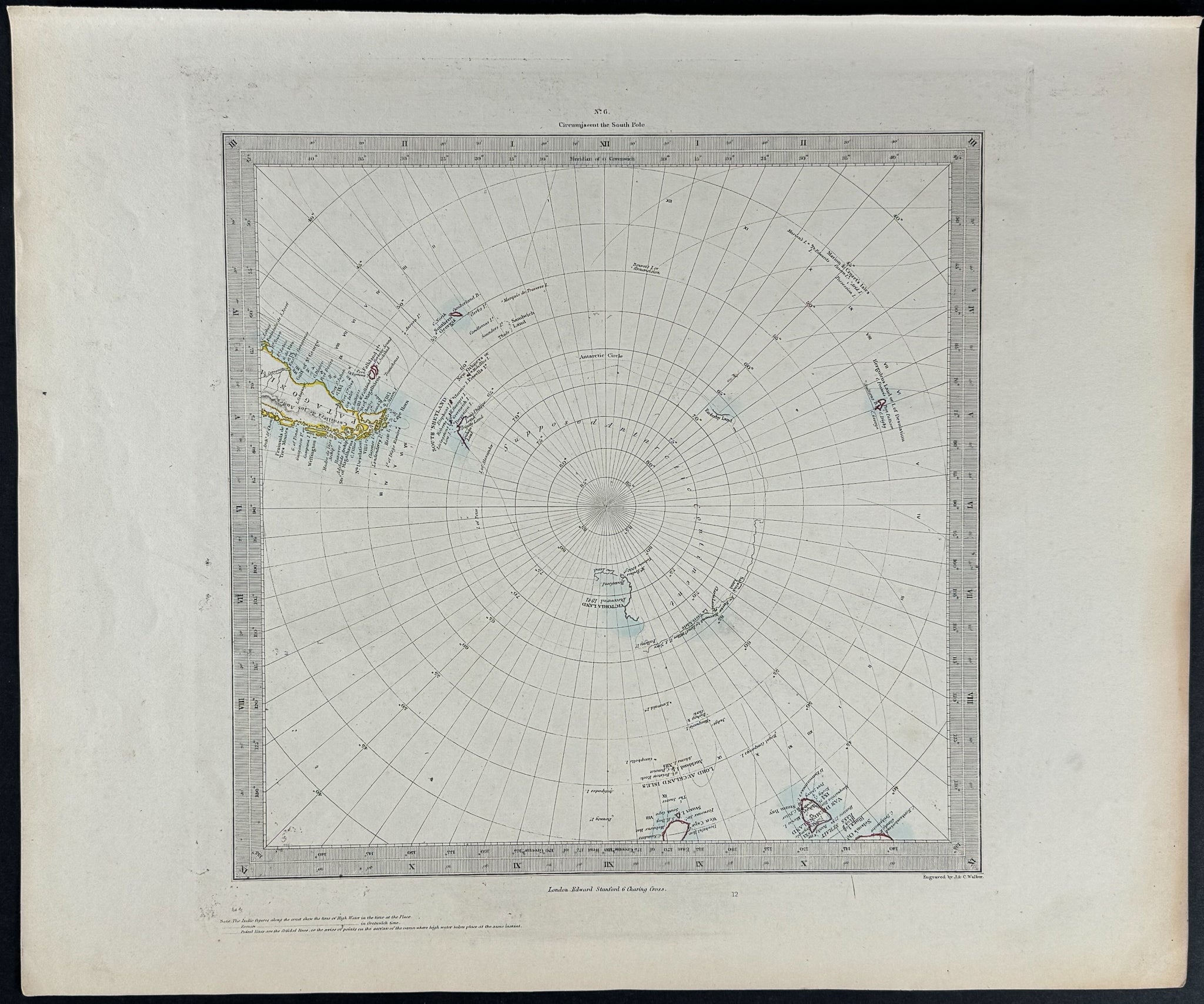 Map of the South Pole without a defined Antarctica