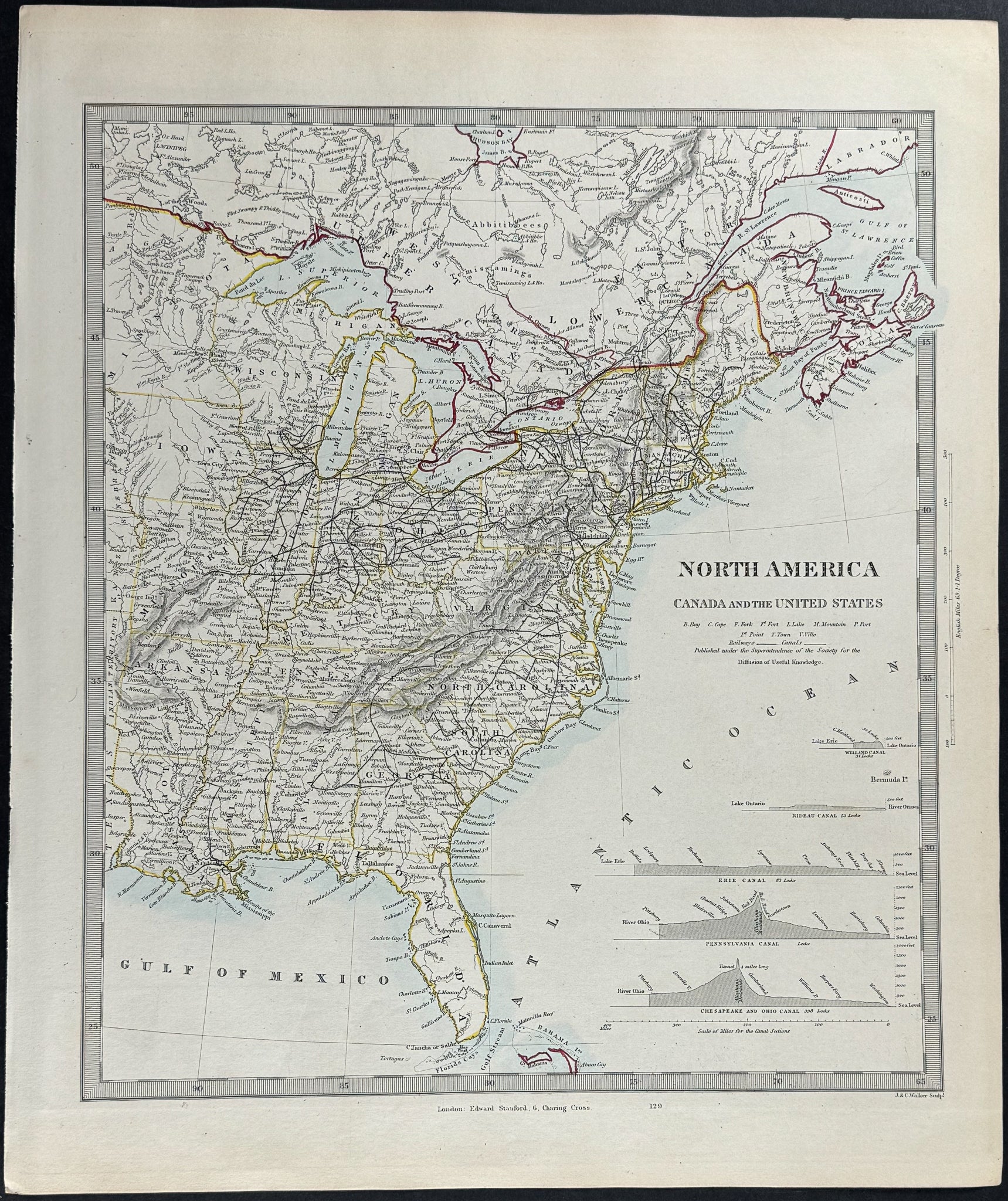 Map of North America, Canada, and the United States