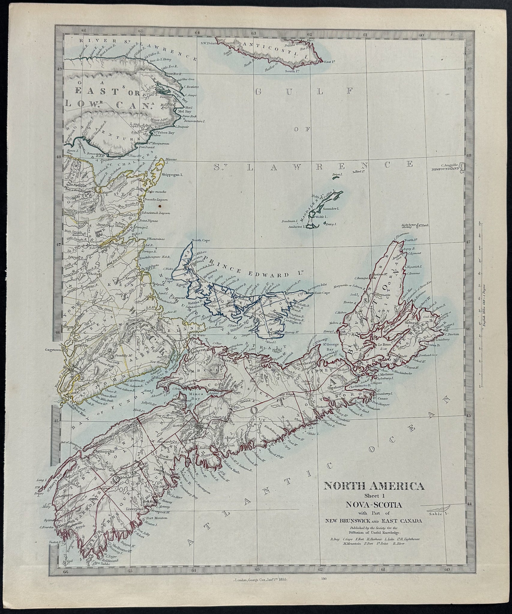 Map of North America, Sheet 1, Nova Scotia with part of New Brunswick and East Canada
