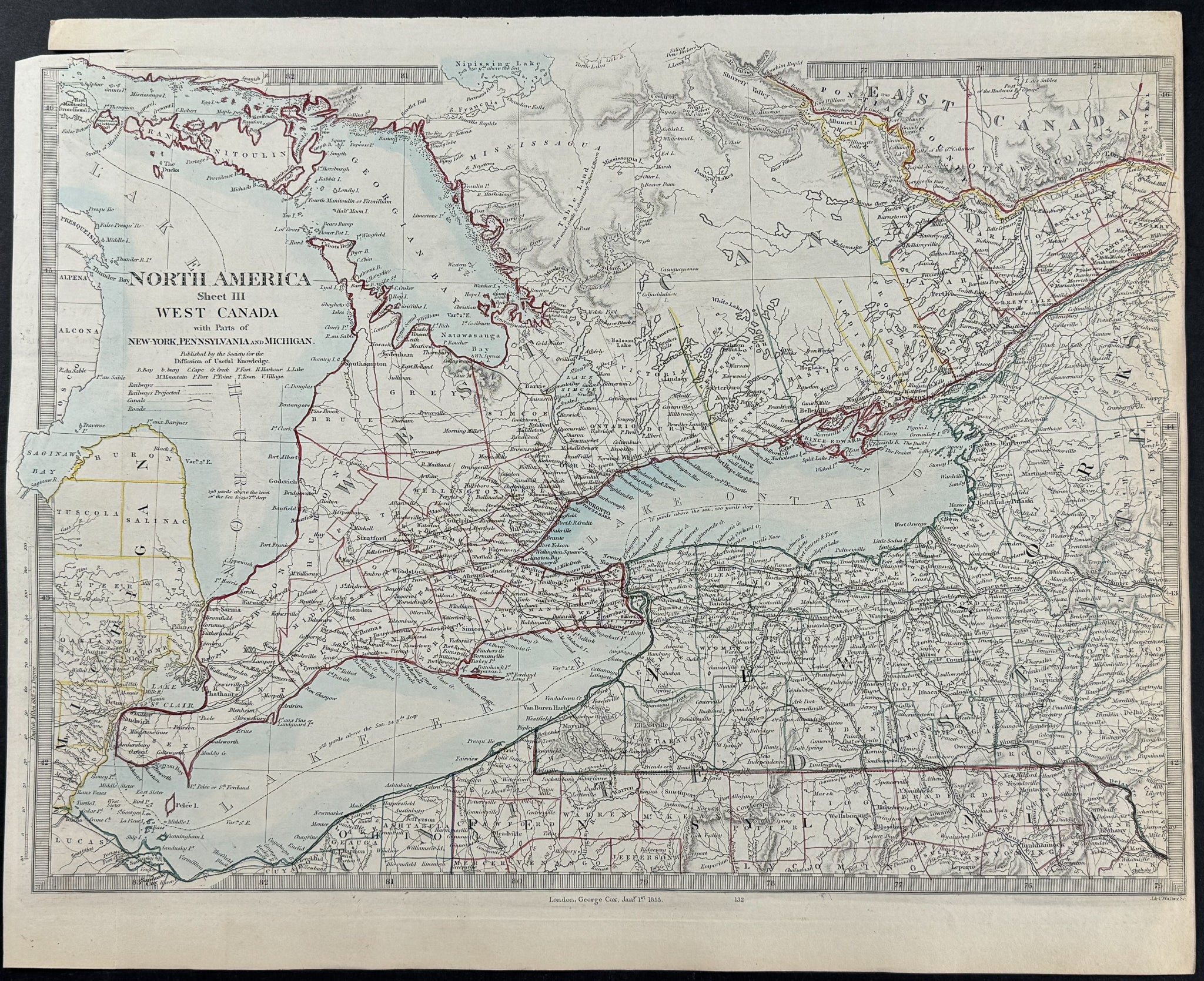 Map of North America, Sheet 3, West Canada with Parts of New York, Pennsylvania, and Michigan