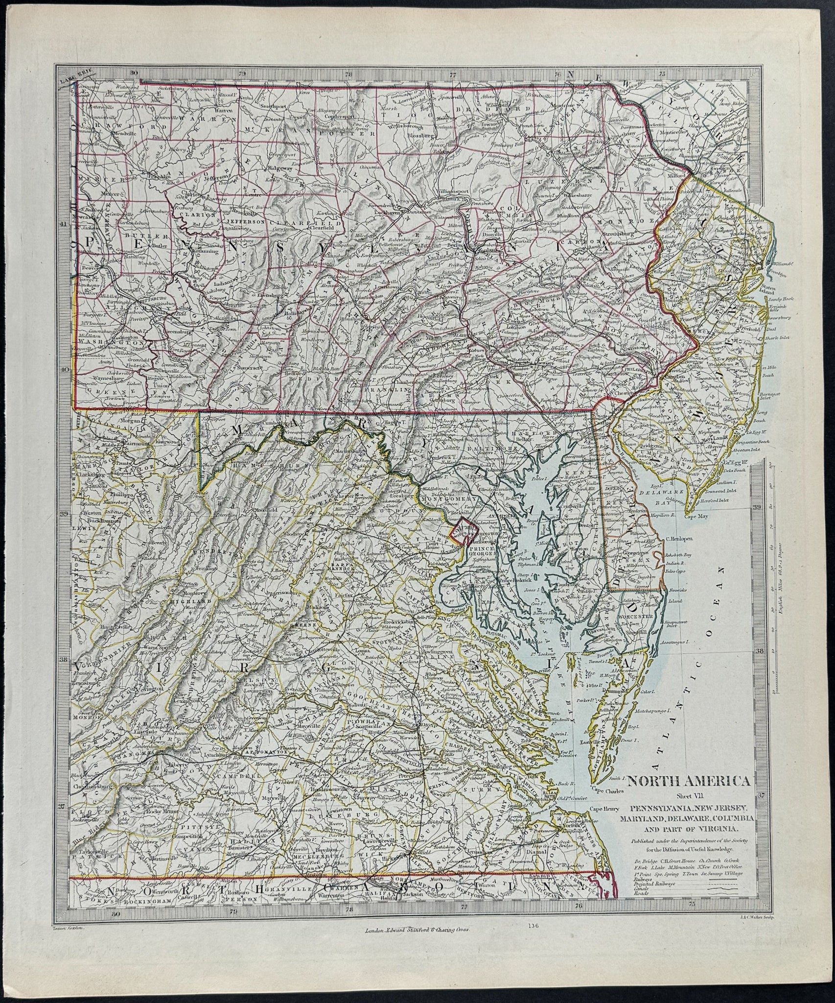 Map of North America, Sheet 7, Pennsylvania, New Jersey, Maryland, Delaware, Columbia, and part of Virginia