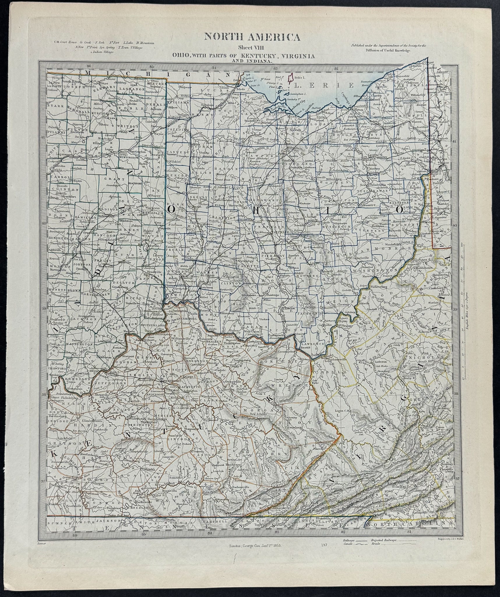 Map of North America, Sheet 8, Ohio, with Parts of Kentucky, Virginia, and Indiana